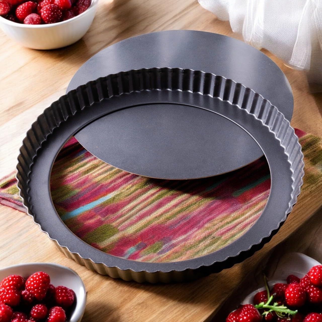 FIDZ PAN Tart Pan 10 Inch Removable Bottom- Carbon Steel Quiche Pan, Rust & Temperature Resistant Quiche Baking dish 550-600 F- 