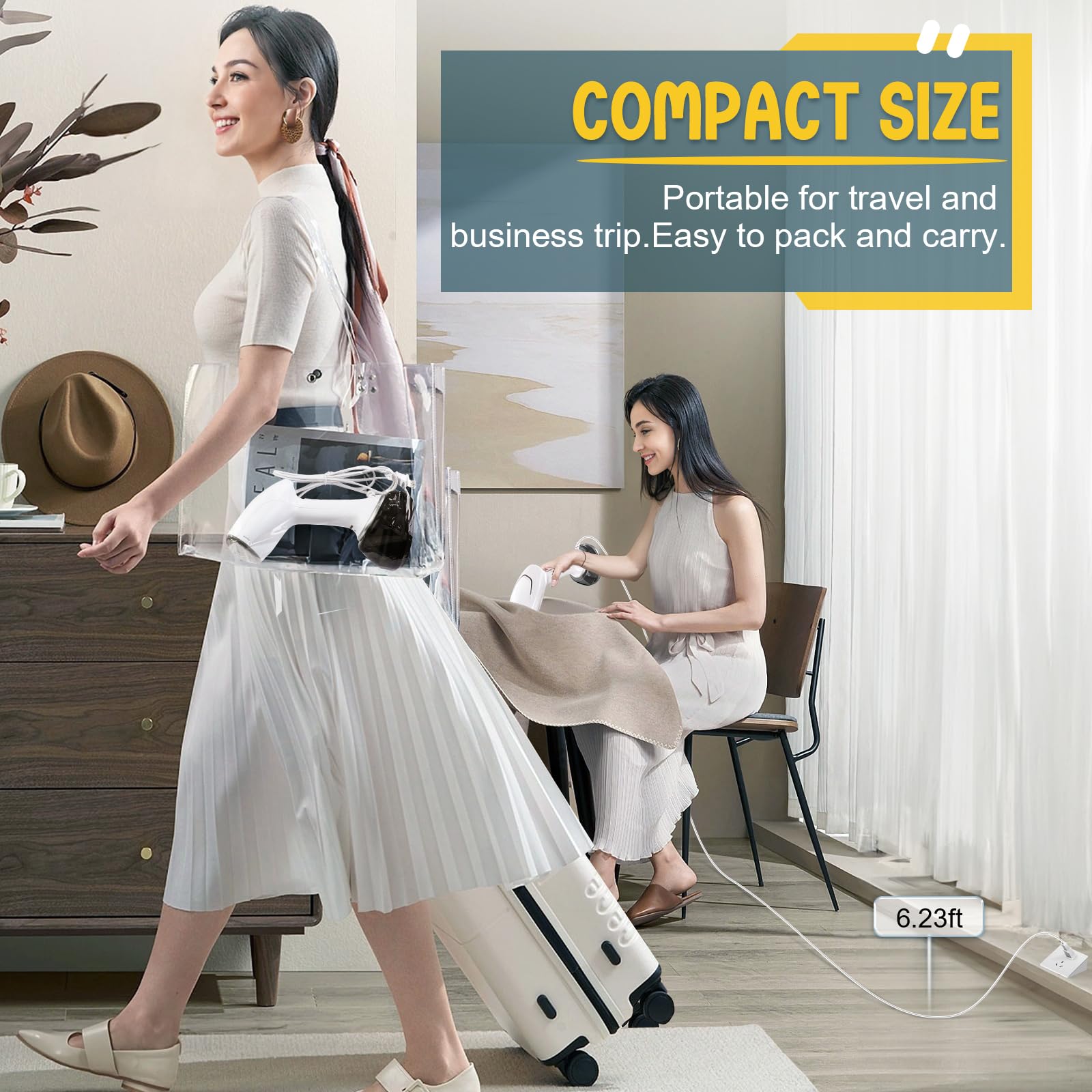 Rolipo Steamer For Clothes 1200W, Clothes Steamer For Home, Office, Travel, Compact And Portable Travel Garment Steamer, Upgrade