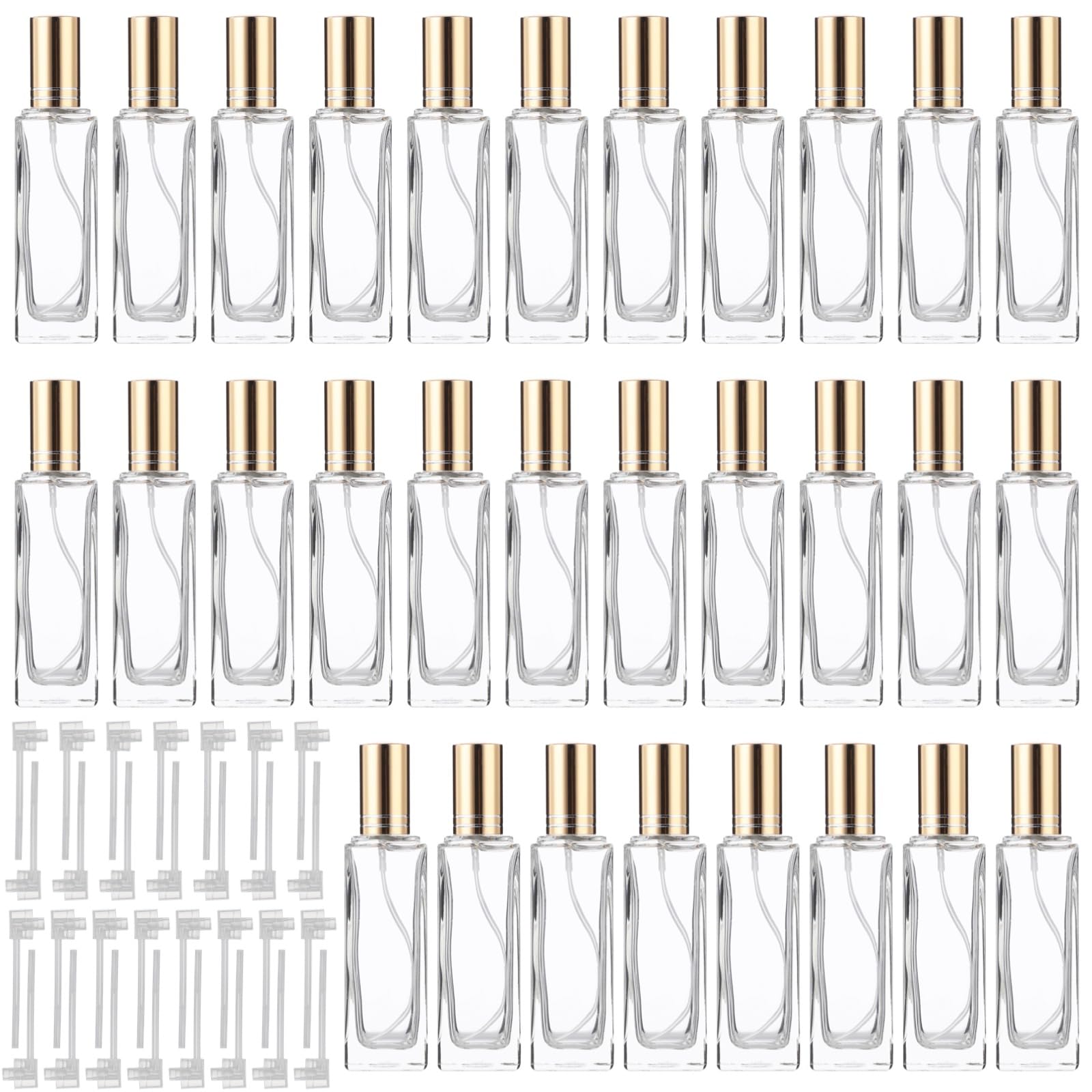 Lnrueg 30 Pcs 10ml Perfume Bottles Bulk  Refillable Clear Thick Glass Cologne Spray Perfume Bottles for Fragrance Decanting, Co