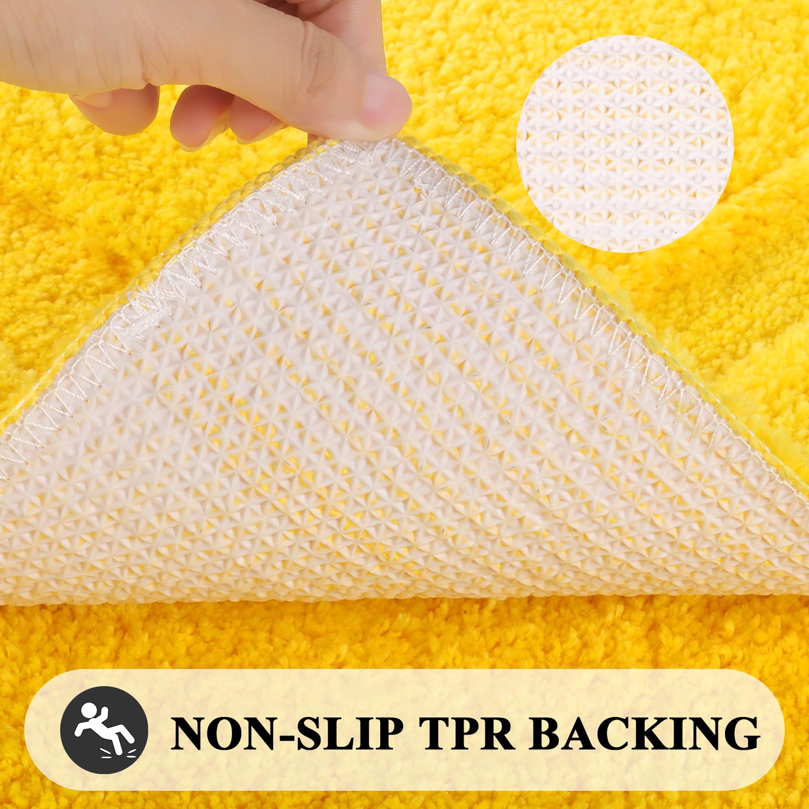 SHACOS Super Soft Bathroom Rugs Set of 2 Pieces 20x32 inch Non Slip Bath Rugs for Bathroom Microfiber Water Absorbent Bath Mats Plush Bathroom Carpet Machine Wash Dry  Yellow
