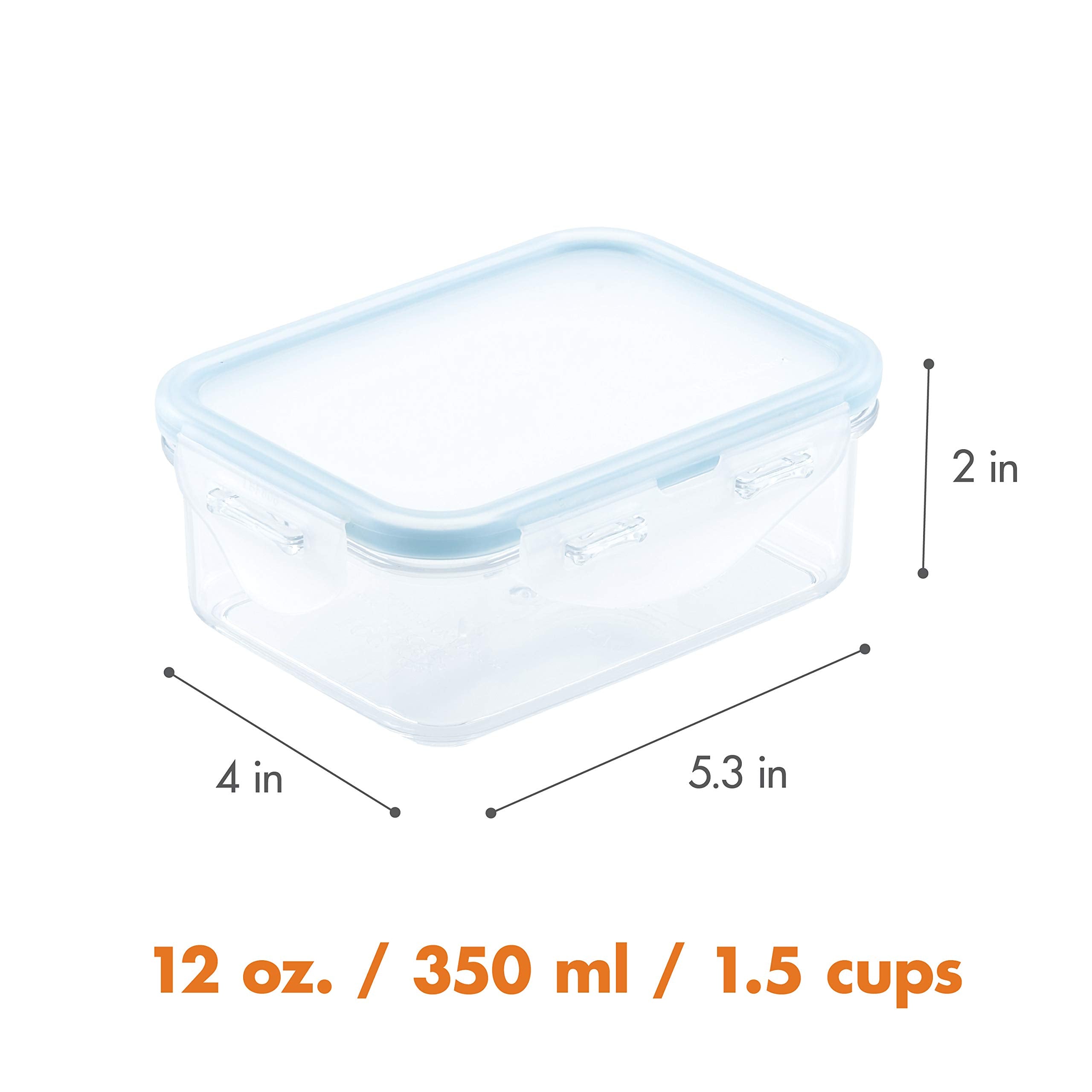 Lock & Lock Purely Better Tritan Container/Rectangle Food Storage Bin, 12 Ounce, Clear