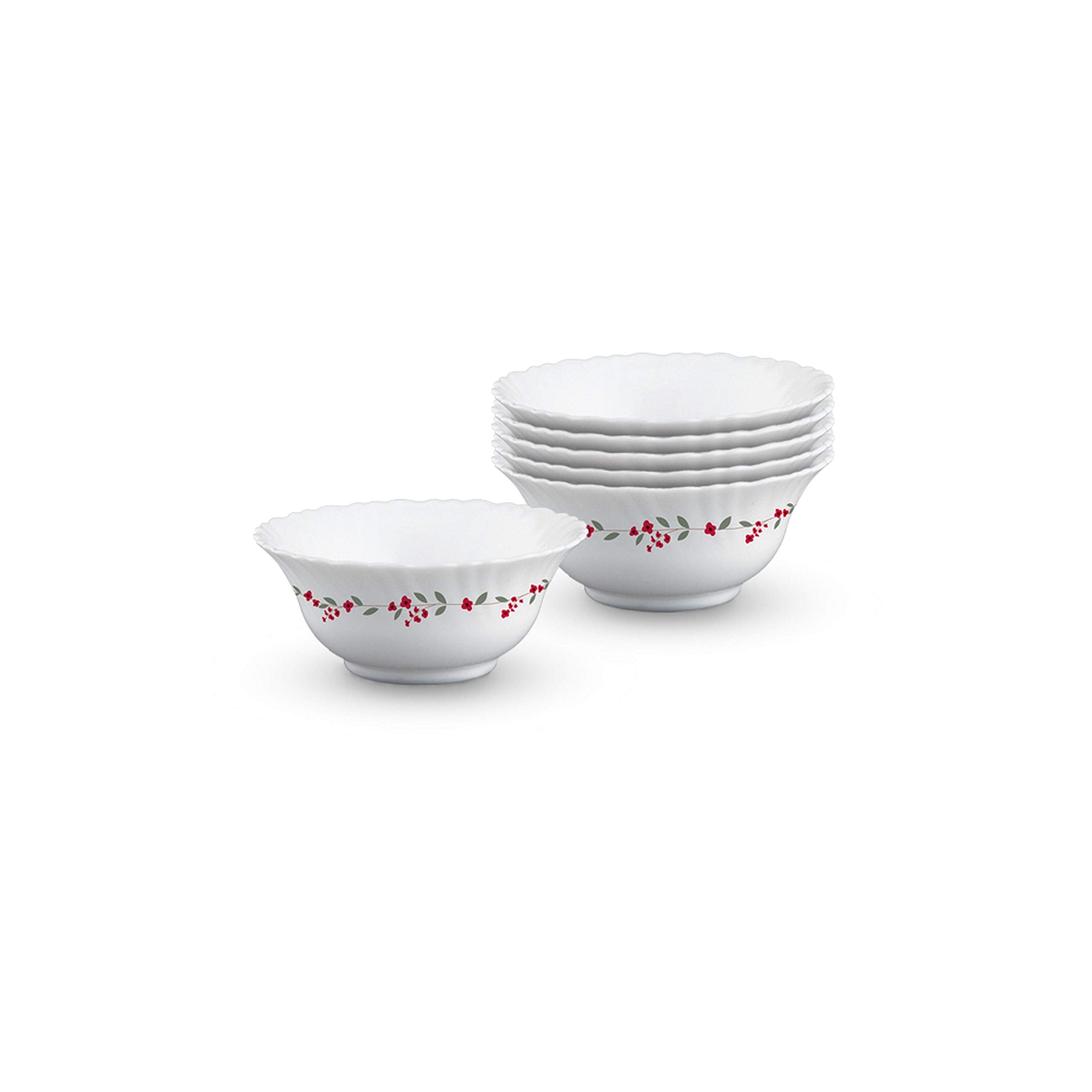Larah By Borosil Opalware Veg Bowl - Set Of 6, White