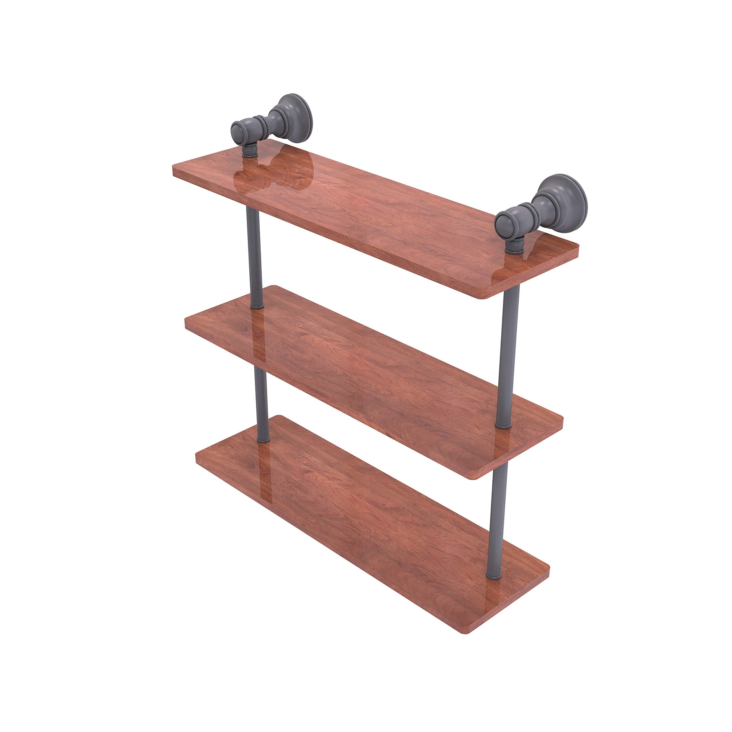 Carolina Collection 16 Inch Triple Wood Shelf - Matte Gray