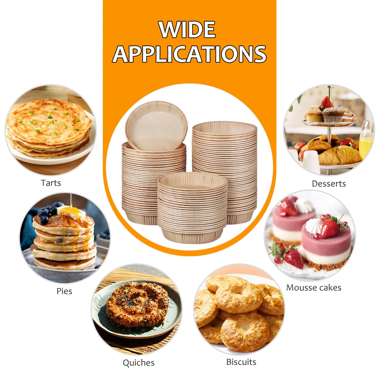 Hemoton 100Pcs Paper Mini Tart Pans For Baking 4 Inch Mini Pie Pan Pie Tin Disposable Mini Baking Pans Quiche Baking Dish,Oven S
