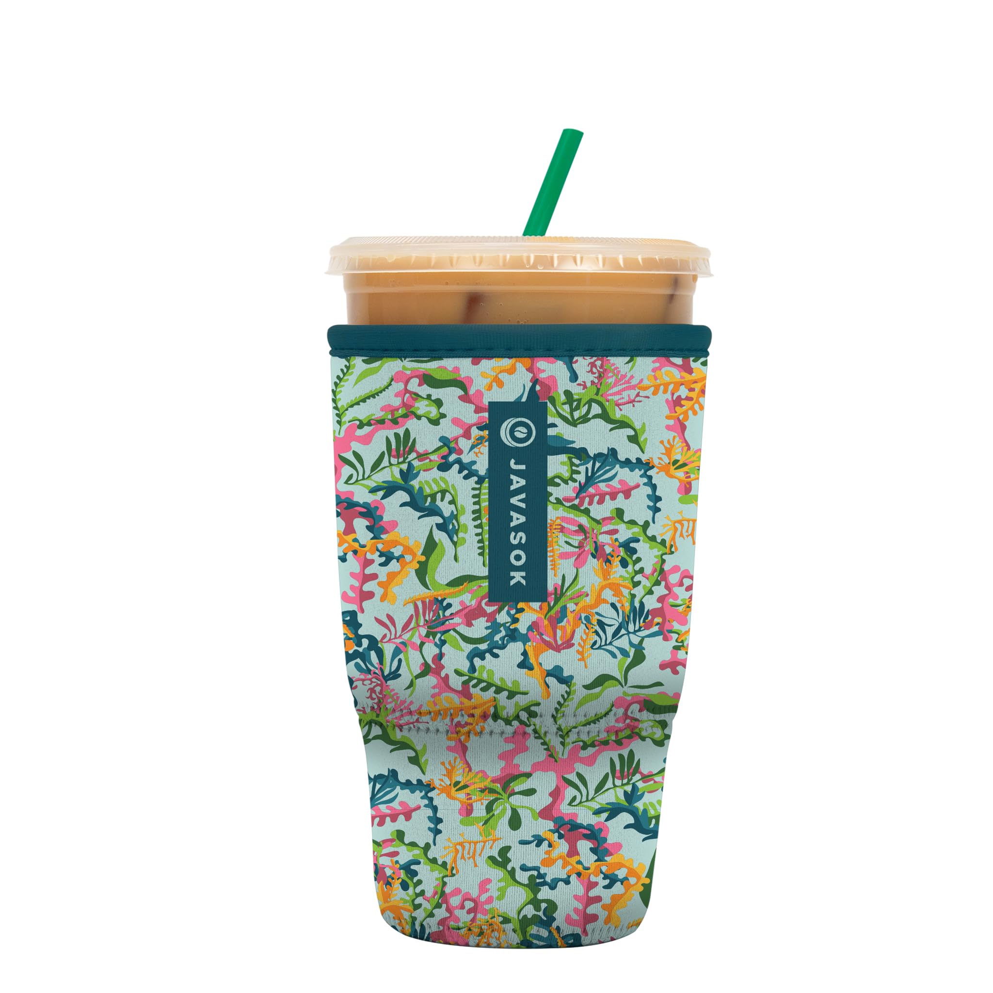 Sok It Java Sok Iced Coffee & Cold Soda Insulated Neoprene Cup Sleeve (Colorful Corals, Large: 30-32oz)