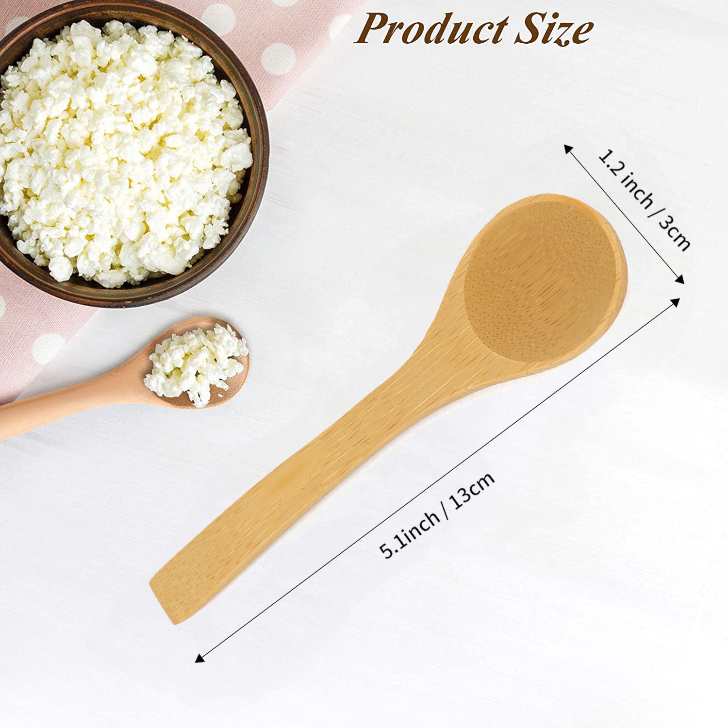 Bezall 5Pcs Small Wooden Spoons, Mini Wooden Condiment Salt Spoons Tasting Spoons Honey Teaspoons For Seasoning Coffee Tea Sugar