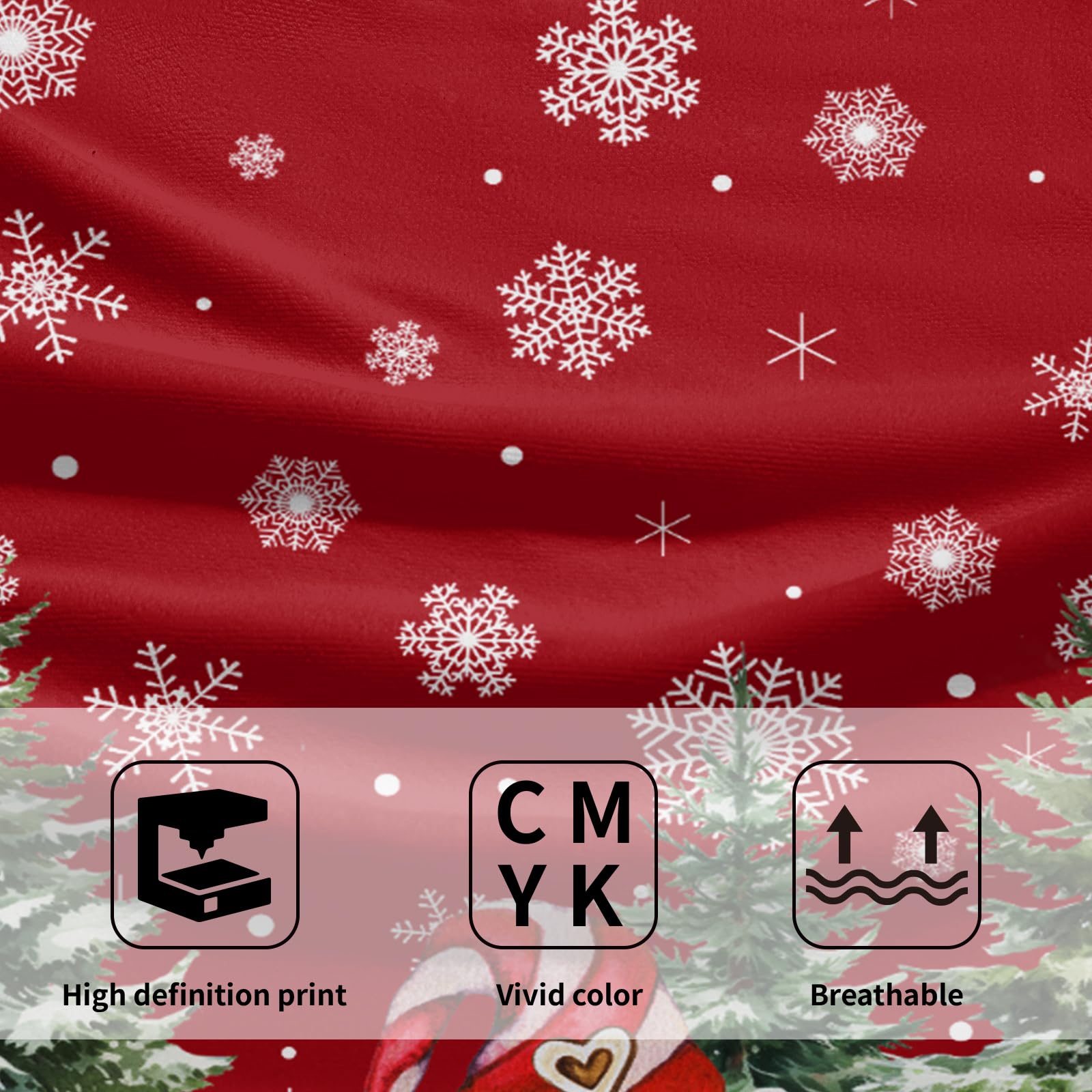 Red Christmas Cute Gnomes Hand Bath Towel Set Of 2 Winter Snowflake Towel 14''X28'' Winter Gnomes Hand Towels For Bathroom Soft