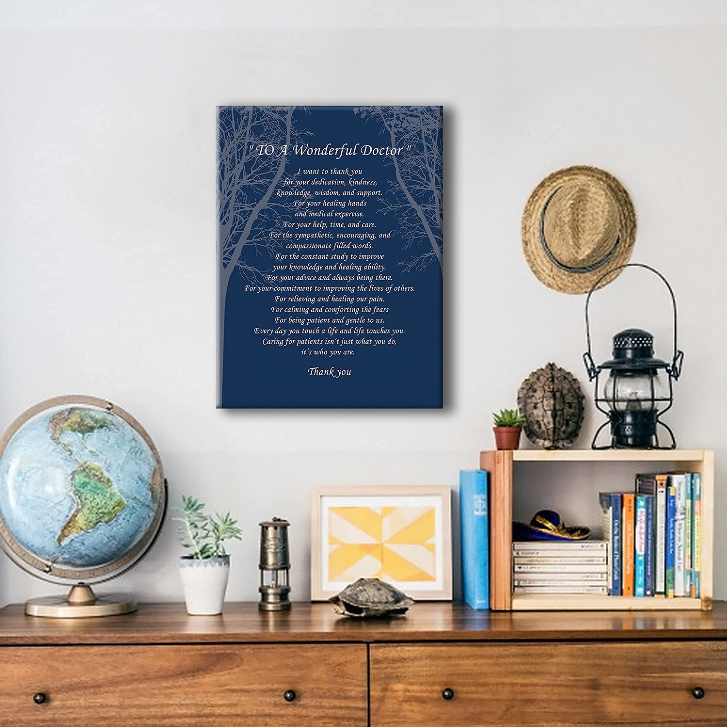 Doctor Gifts For Women Men Frame,A Wonderful Doctor Poem Poster Canvas Wall Art Painting Ready To Hang For Home/Office/Living Ro