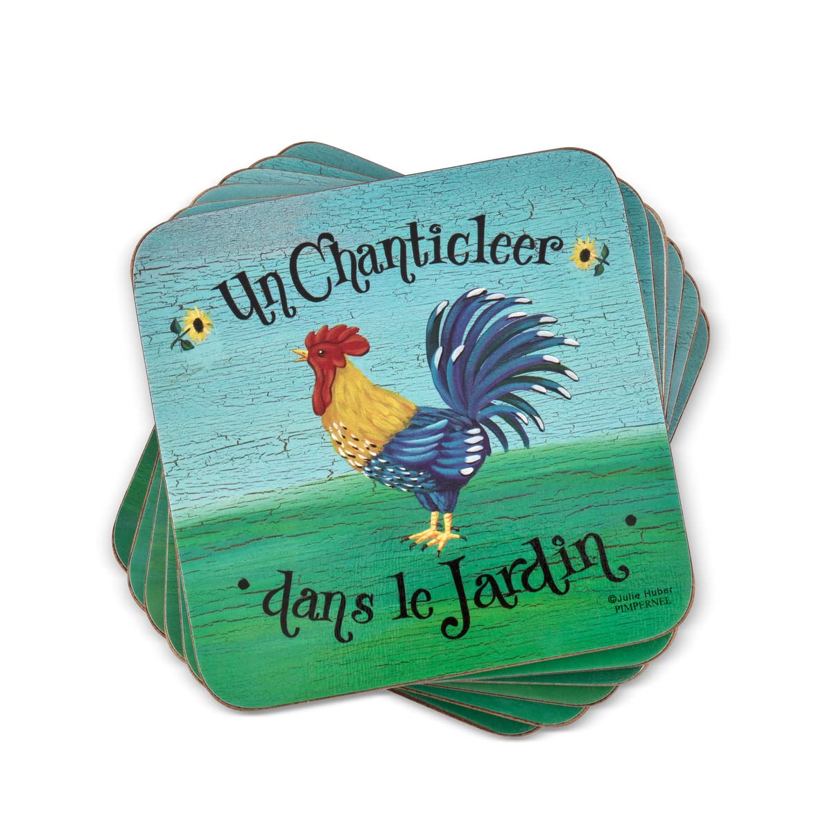 Pimpernel Dans Le Jardin Collection Coasters | Set Of 6 | Cork Backed Board | Heat And Stain Resistant | Drinks Coaster For Tabl