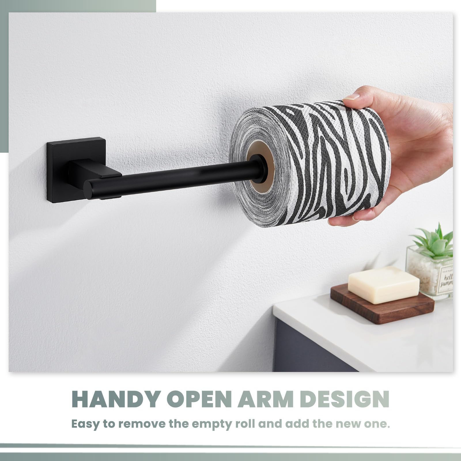 Suyar Matte Black Toilet Paper Holder Wall Mount, Sus 304 Stainless Steel Toilet Roll Tp Holder For Bathroom