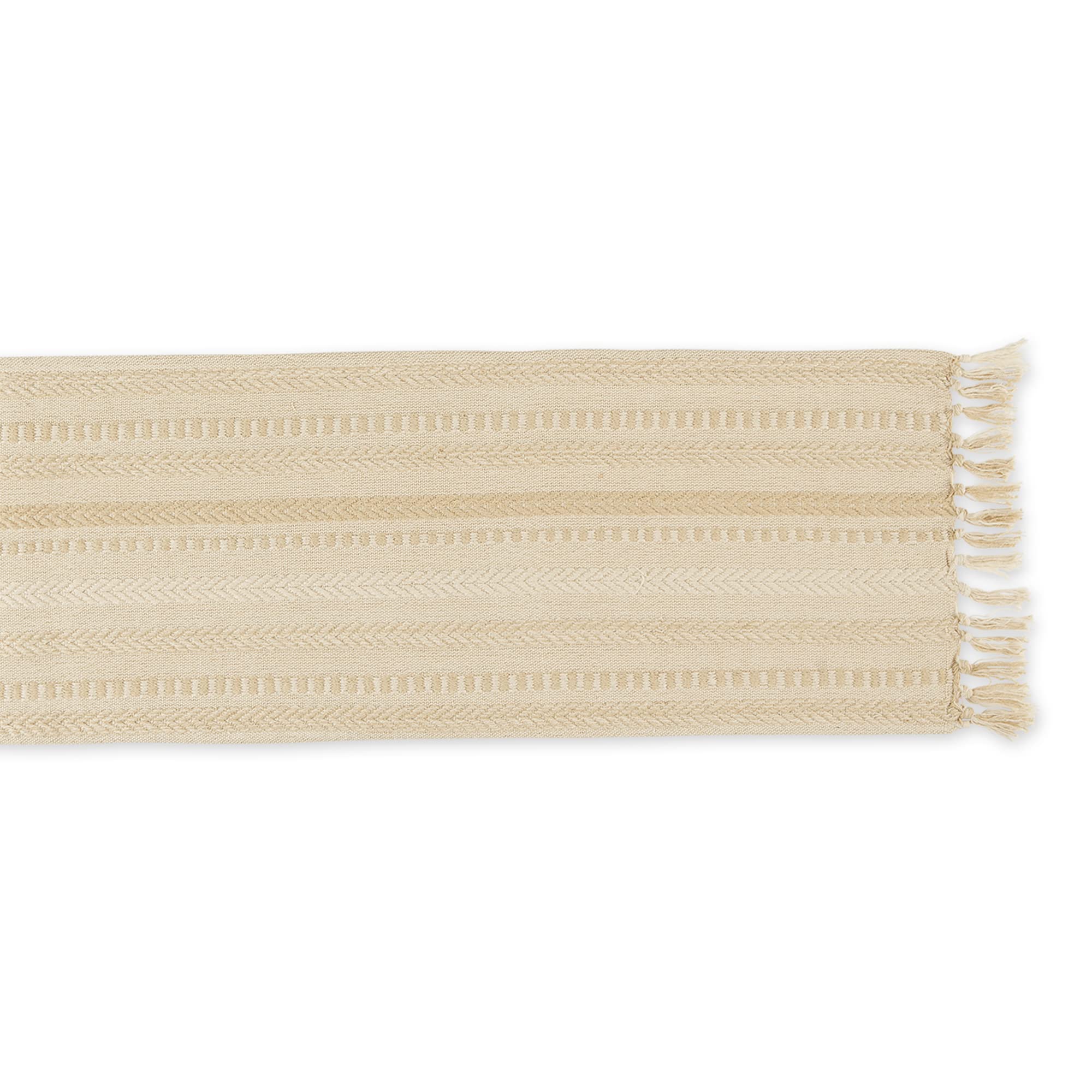 Dii Farmhouse Braided Stripe Table Runner Collection, 15X108 (15X113, Fringe Included), Vintage Linen