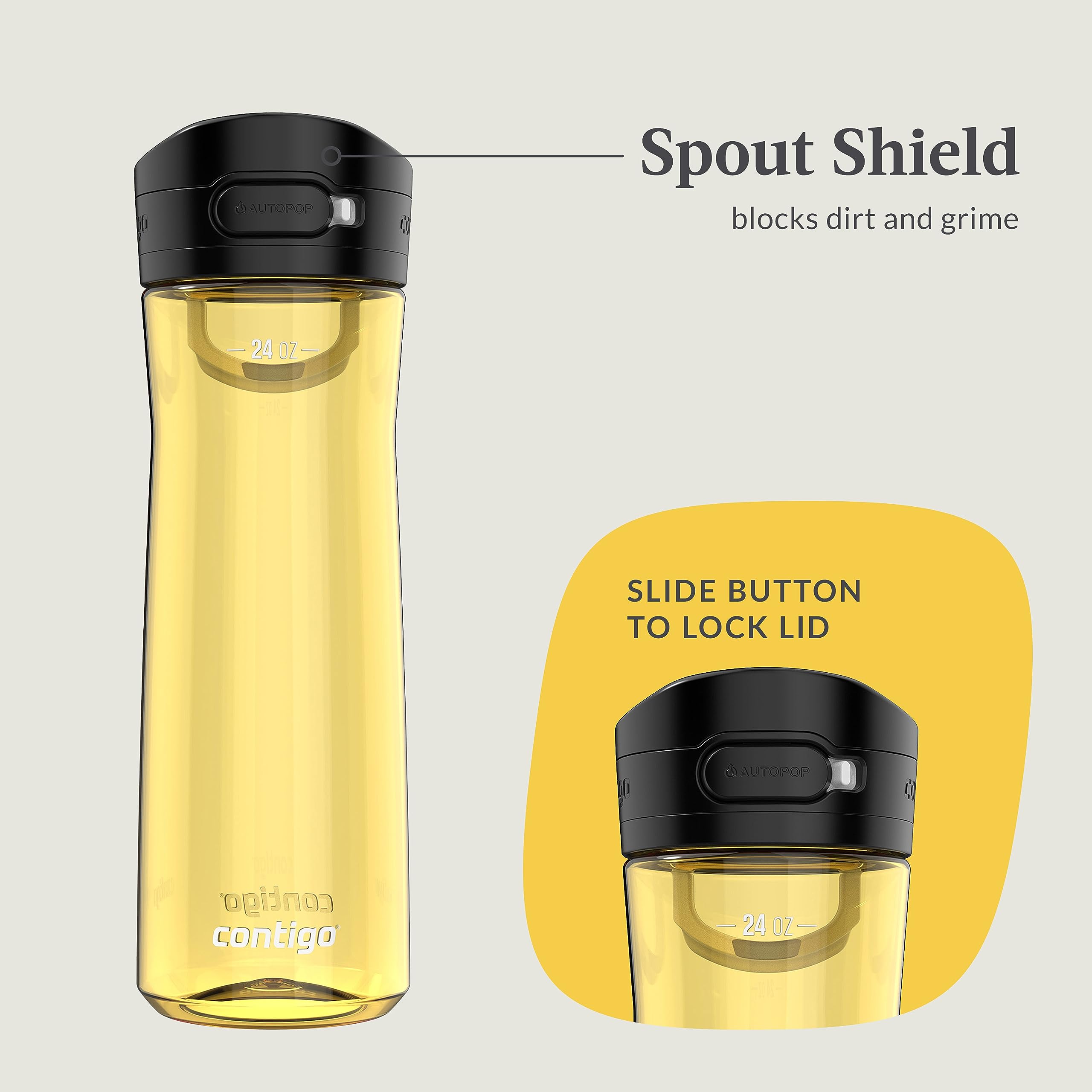 Contigo Jackson 2.0 Leak-Proof Water Bottle, 24 Oz, 2-Pack, Plastic, Jade Vine & Pineapple, Model 2190400