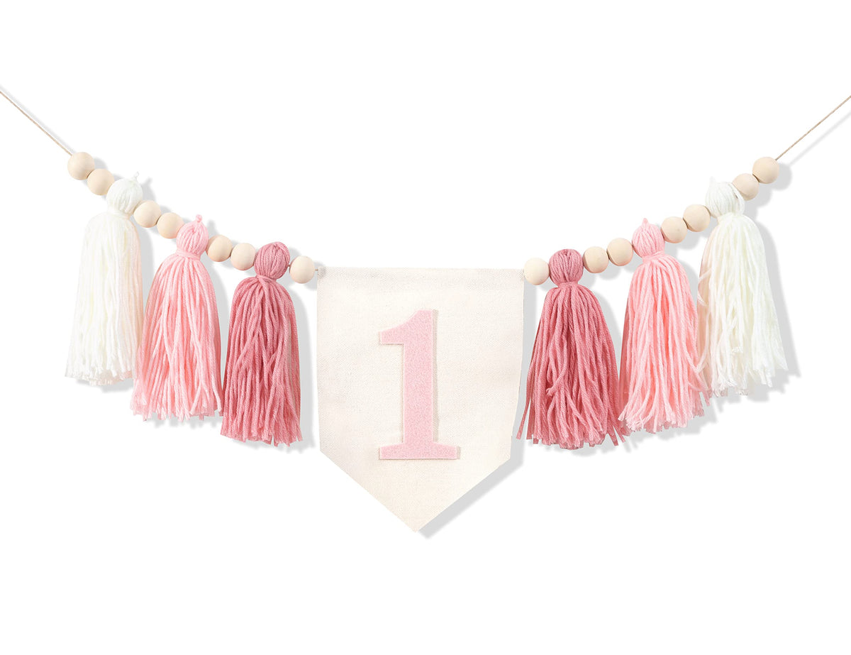 1St Birthday High Chair Banner,Pink Tassel Theme Banner For Girl,1St Birthday Photo Backdrop,Wall Hangings Decorative For Kids B