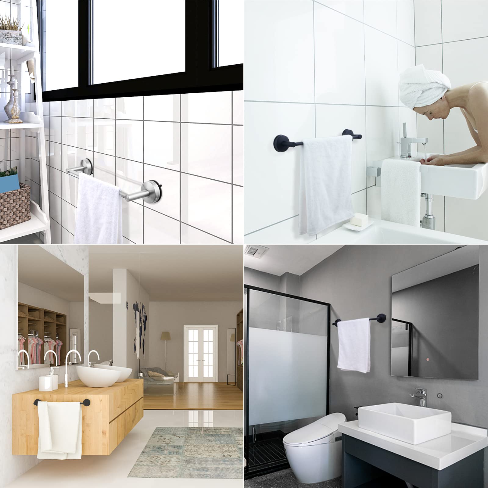Dgyb Suction Cup Towel Bar For Bathroom 17 Inch Brushed Nickel Towel Holder Stainless Steel Premium Kitchen Towel Rack Wall Moun