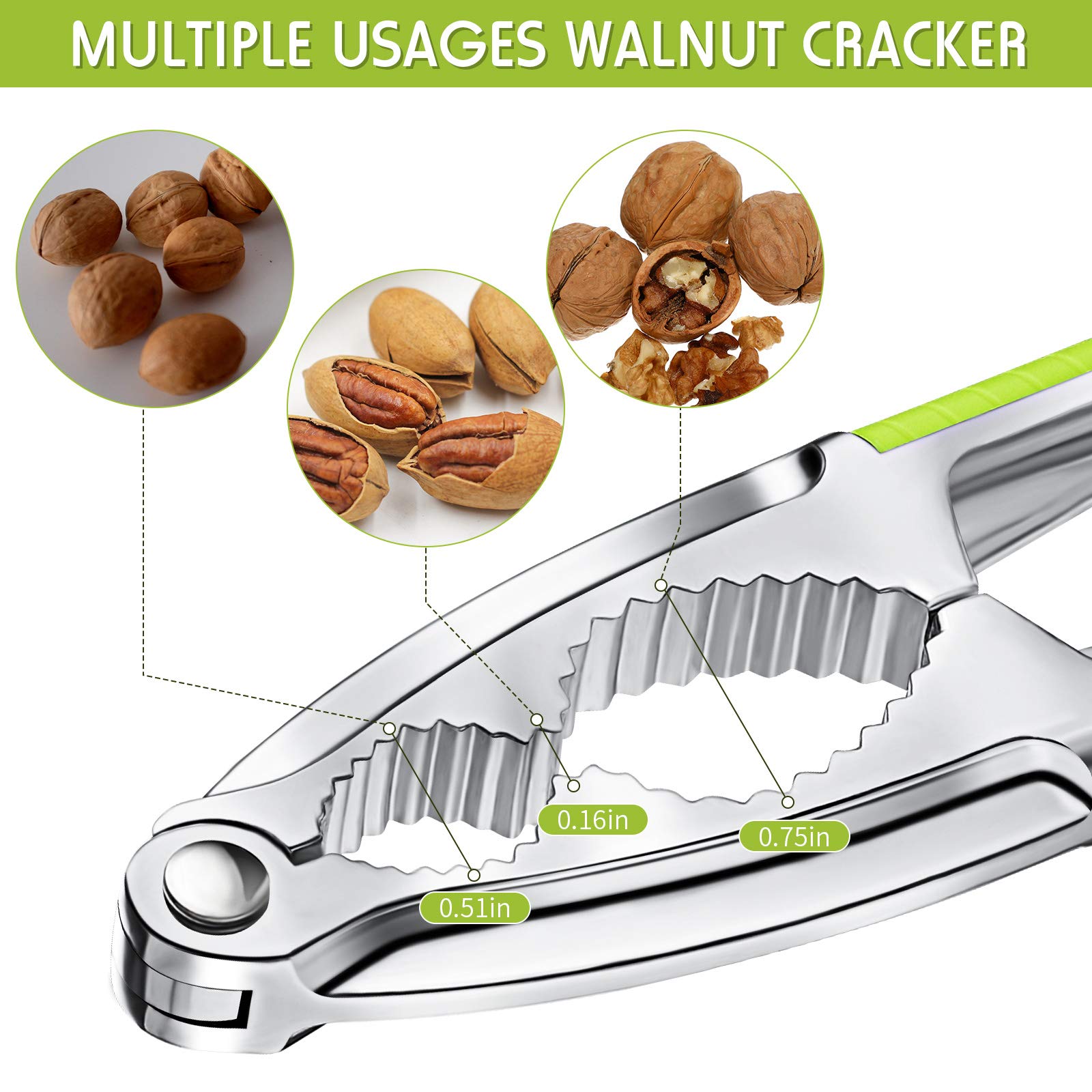 2 Pieces Walnut Cracker Tools Walnut Nutcrackers Metal Nut Shell Openers Nut Shell Breakers Crackers Kitchen Tools With Non-Slip