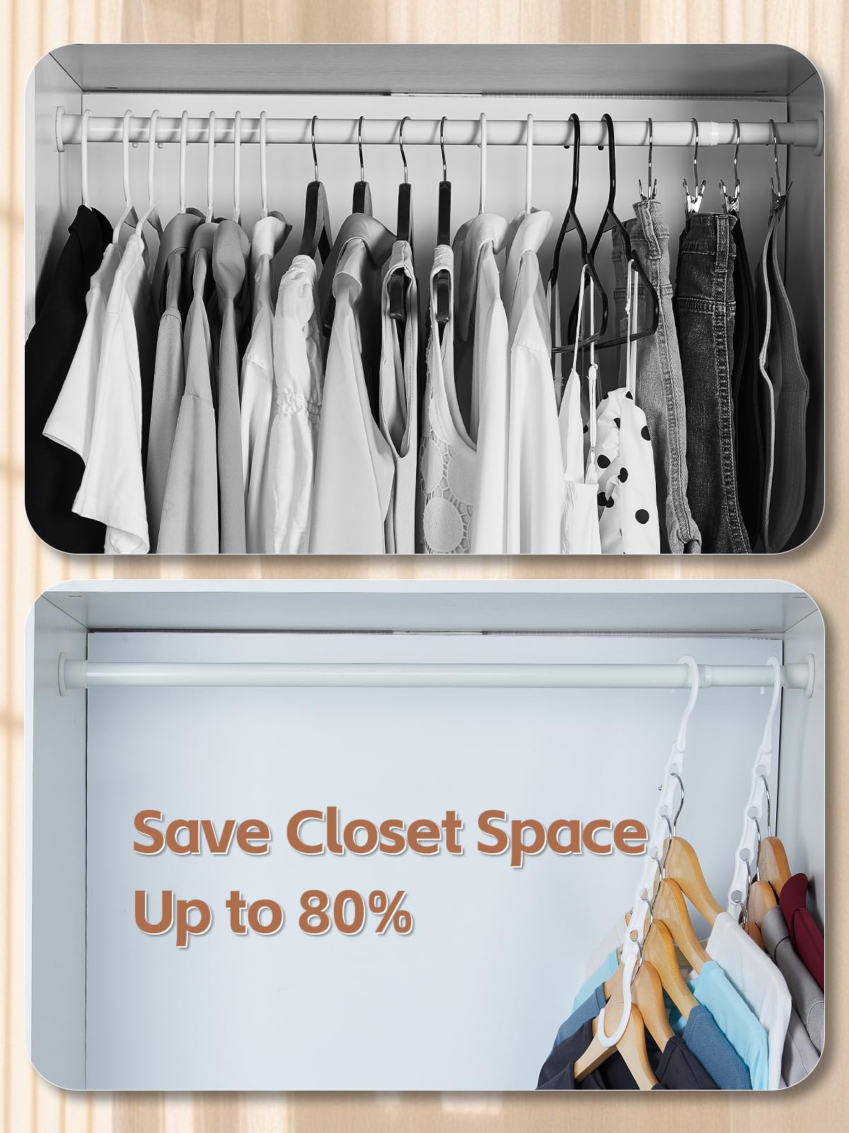 HOUSE DAY White Magic Space Saving Hangers  Premium Smart Hanger Hooks  Sturdy Cascading Hangers with 5 Holes for Heavy Clothes  Closet Organizers and Storage  College Dorm Room Essentials 10 Pack