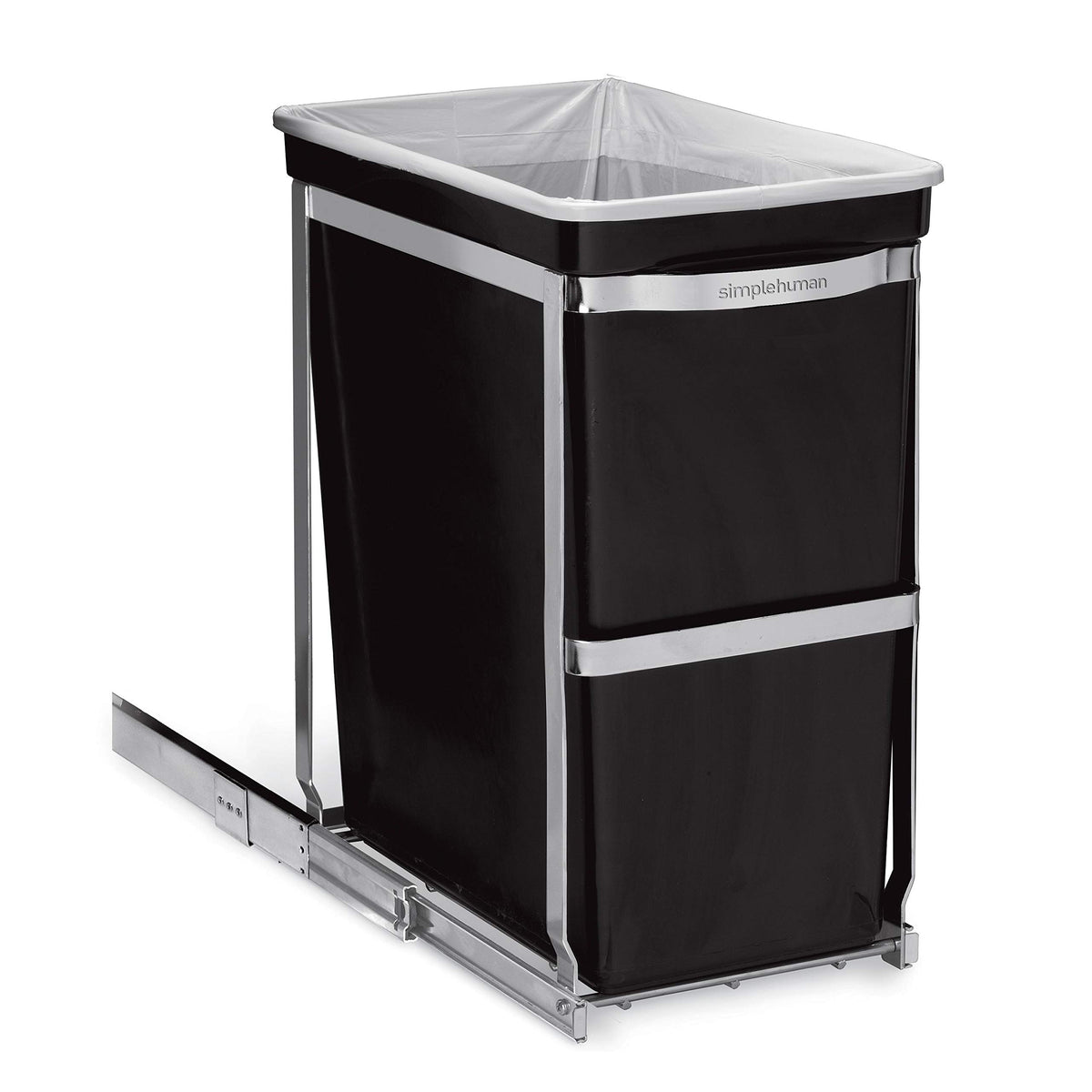 Simplehuman 30 Liter  8 Gallon Under Counter Kitchen Cabinet Pull-Out Trash Can, Heavy-Duty Steel Frame