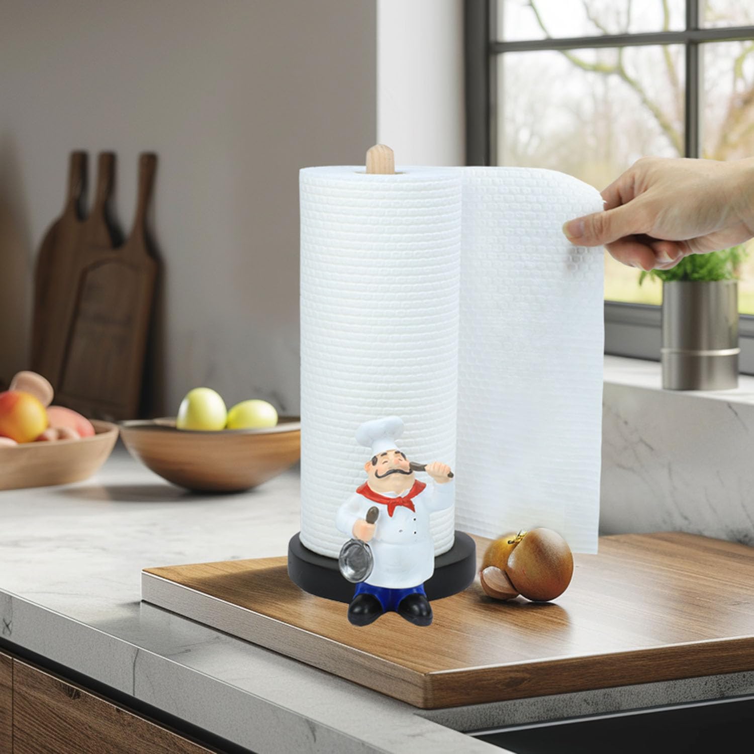 Massjoy Chef Style Paper Towel Holder, Resin Crafts Display For Kitchen Cafe Western Restaurant Cake Shop Dessert Shop.