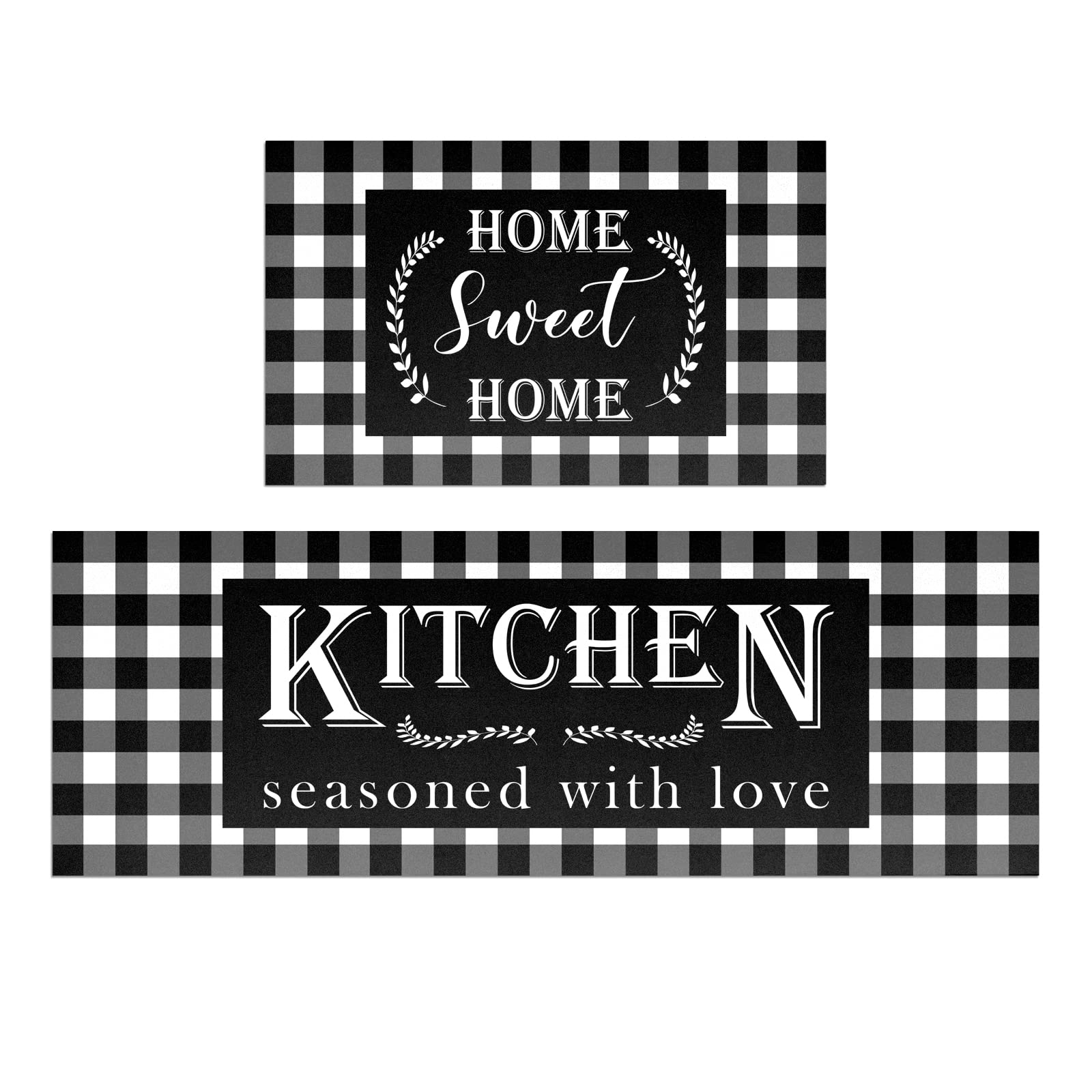 Holvdeng Buffalo Plaid Kitchen Mat Set Of 2 Non Slip Thick Kitchen Rugs And Mats For Floor Comfort Standing Mats For Kitchen, Si