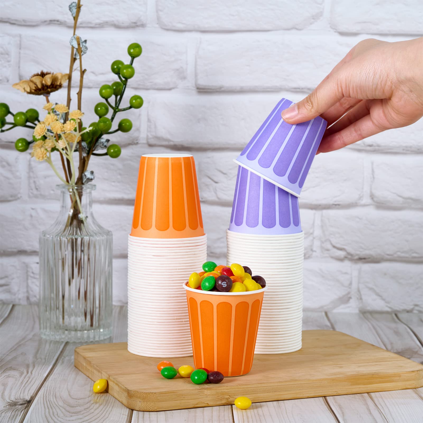Litopak 540 Pack 5Oz Paper Cups, Purple And Orange Disposable Paper Cups, Paper Snack Cups, Water Paper Cups, Small Mouthwash Cu