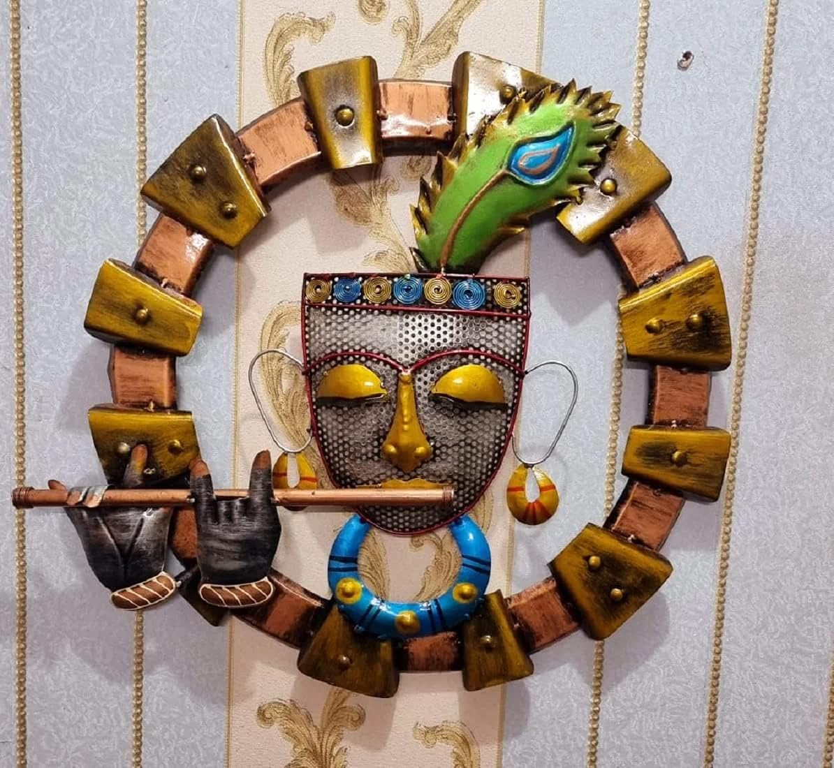 RSN Krishna Flute Wall Decoration, Metal Wall Sculpture, Modern Metal Wall Decor, Wall Art for Bedroom, Wall Hanging & Decorativ