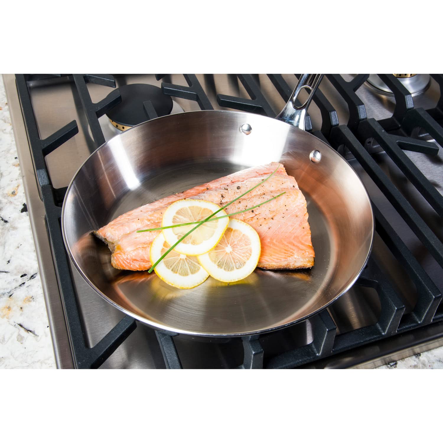 Viking Culinary Contemporary 3-Ply Stainless Steel Fry Pan, 8 Inch, Ergonomic Stay-Cool Handle, Dishwasher, Oven Safe, Works On