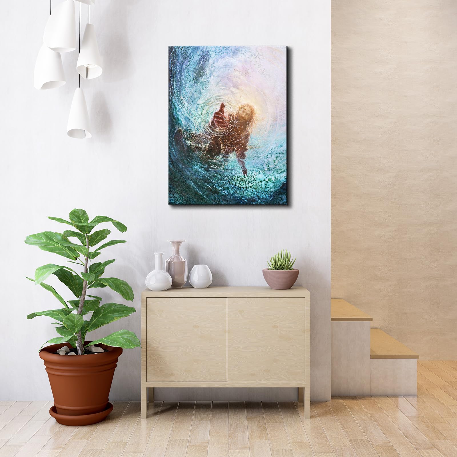 Yonica Jesus Christ Canvas Wall Art The Hand Of God Poster Modern Religious Hd Framed Print Painting Picture Artwork For Bedroom