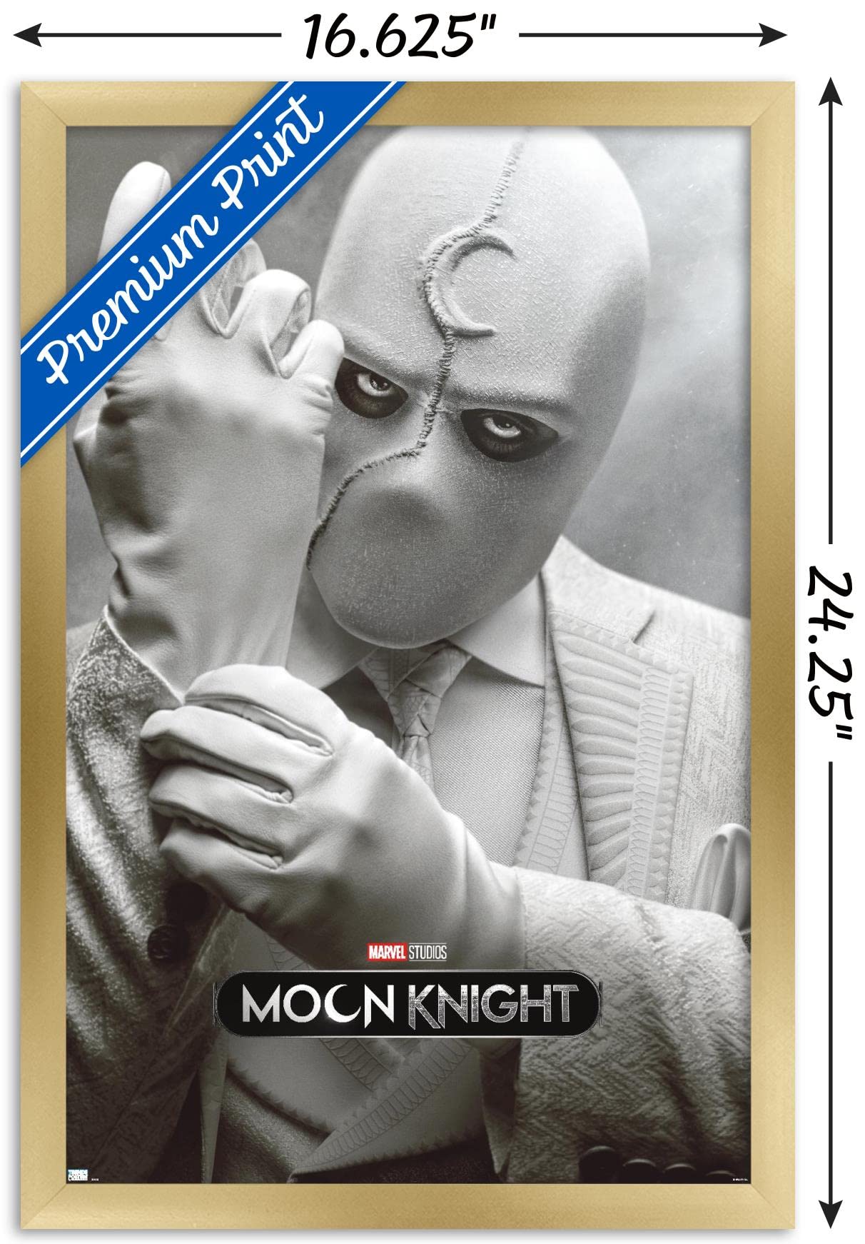 Trends International Marvel Moon Knight - Mr. Knight One Sheet Wall Poster, 14.725'' X 22.375'', Gold Framed Version