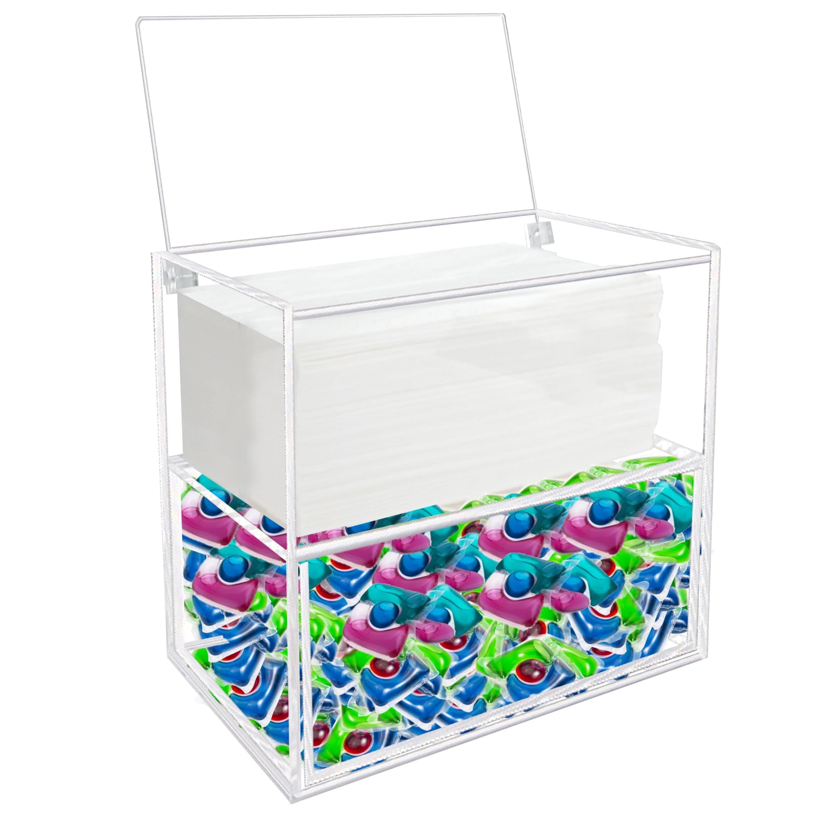 Watpot Dryer Sheet Holder Box, Acrylic Laundry Sheets Container, Dryer Sheets Storage Dispenser For Laundry Room