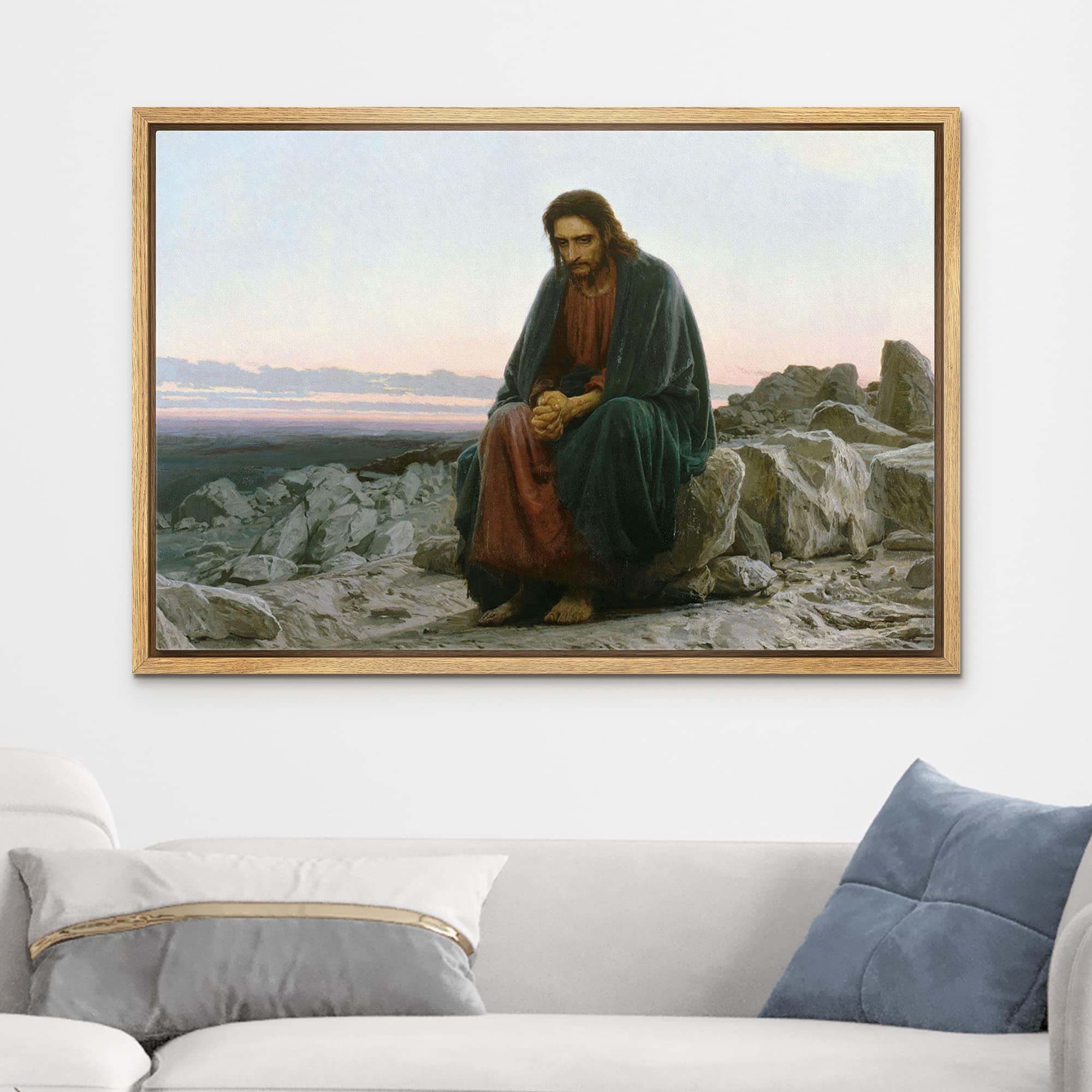 Wall26 Framed Canvas Print Wall Art Jesus Christ In The Desert By Ivan Kramskoi People Historic Illustrations Fine Art Tradition