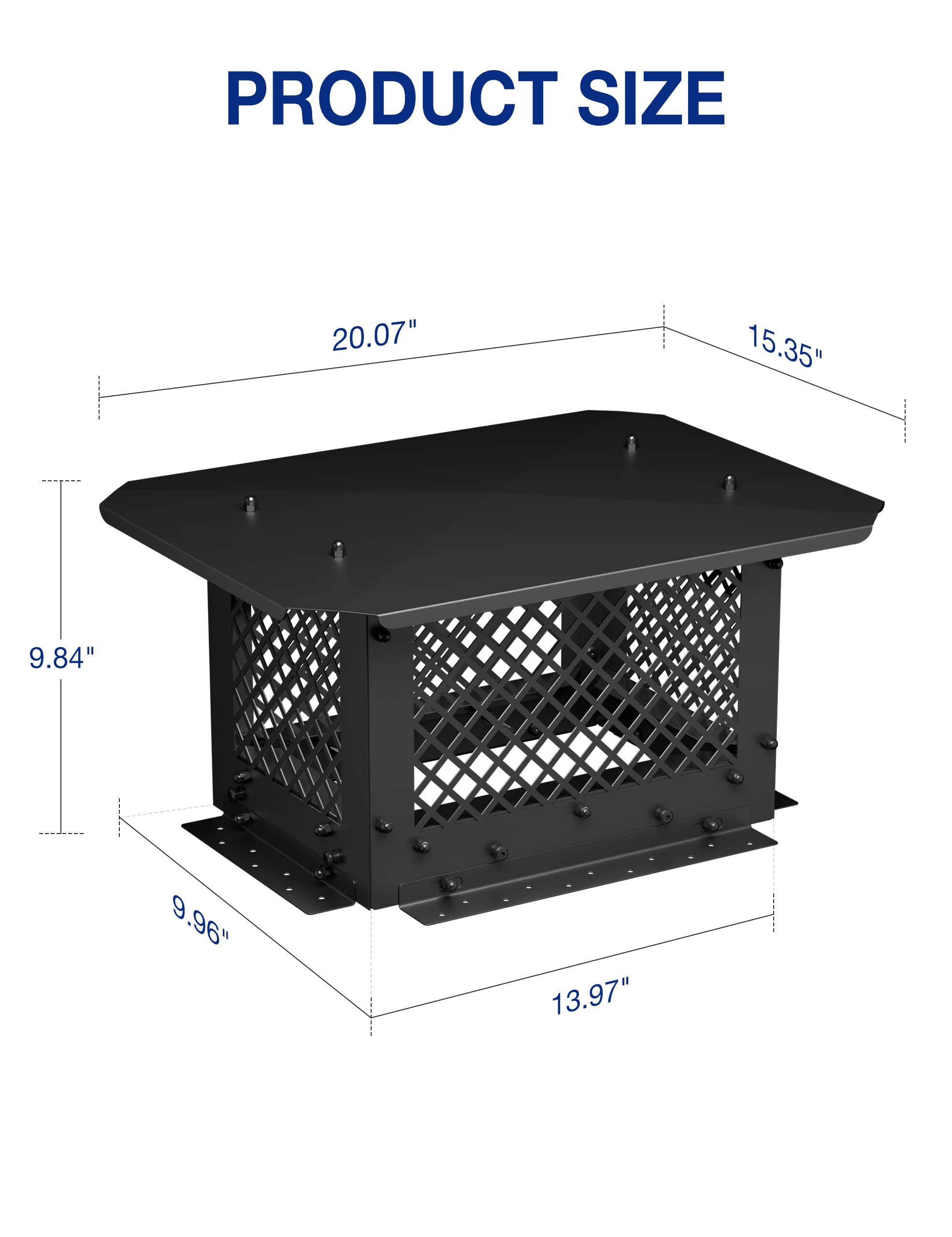 Hahaemall Chimney Cap, 10'' X 14'' Chimney Cover, Chimney Rain Caps, Fireplace Chimney Caps For Outside Adjustable Bottom To Fit