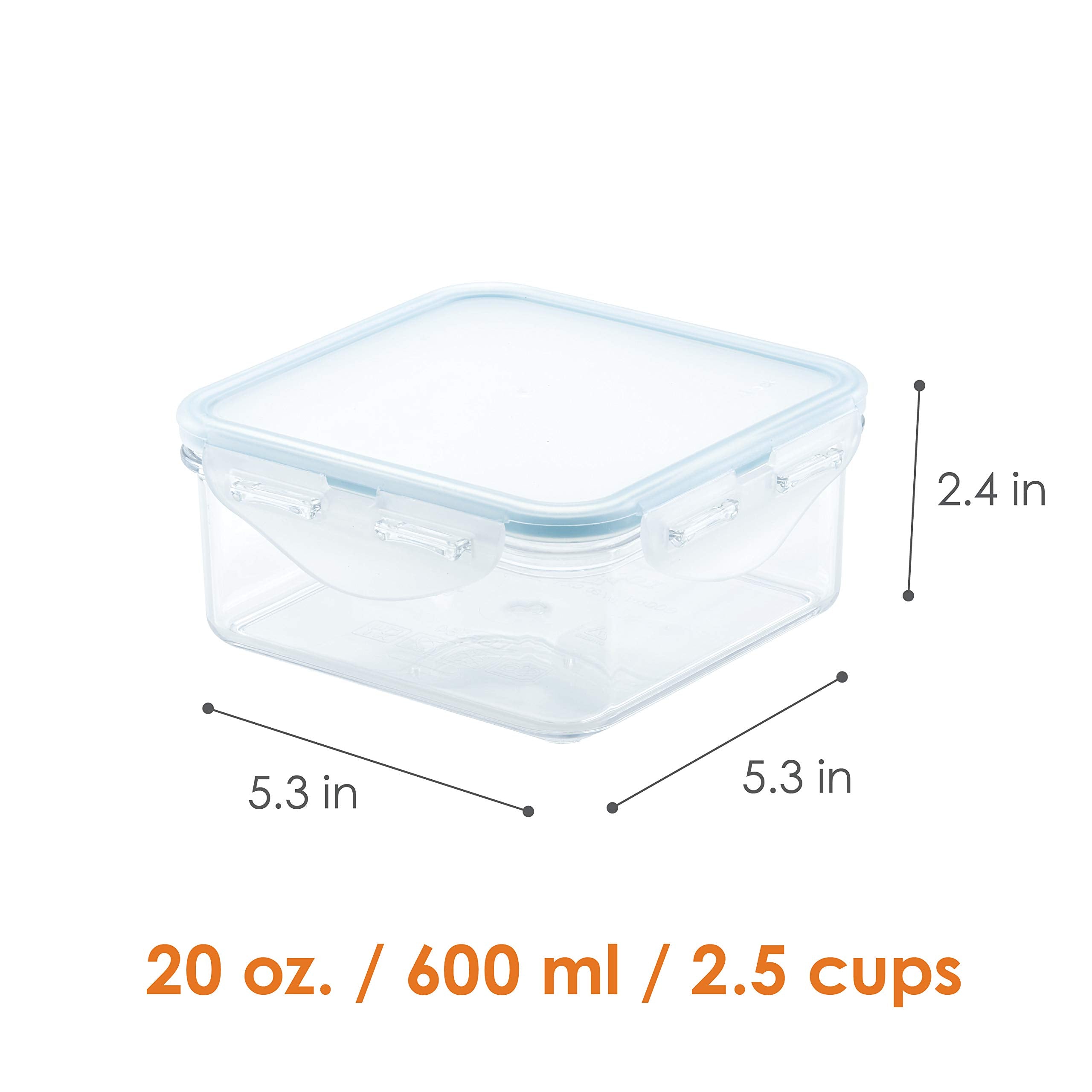 Lock & Lock Purely Better Tritan Container/Square Food Storage Bin, 20 Ounce, Clear