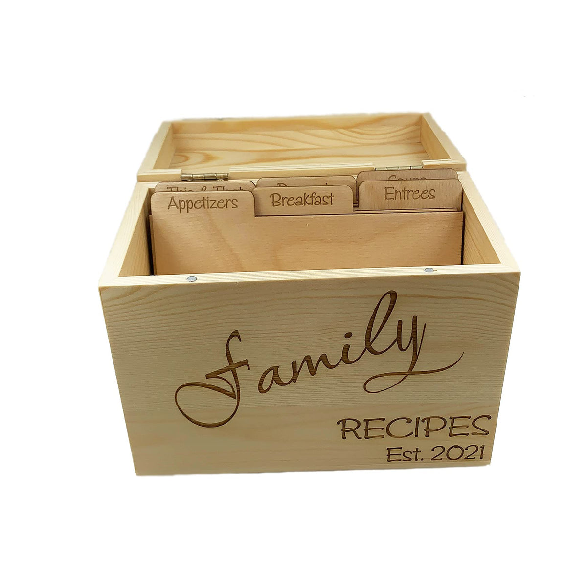 Lgu Monogrammed Personalized Custom Family Recipe Box Wood Box With Recipe Card Dividers