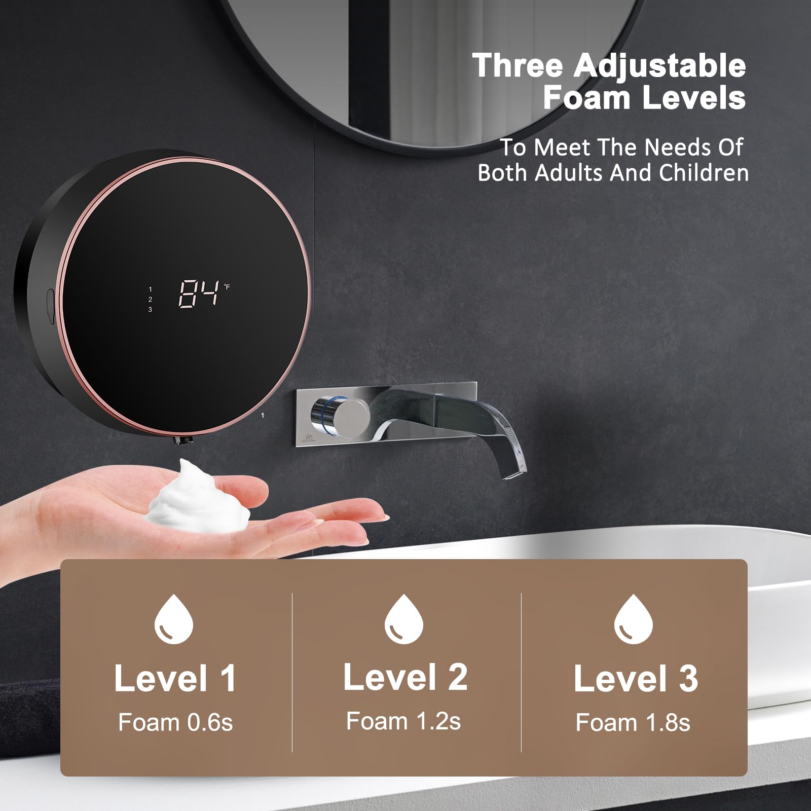 Monstake Automatic Soap Dispenser Touchless Auto Foaming Hands Free Wall Mount Foam Hand Soap Dispenser Electric Plastic Modern