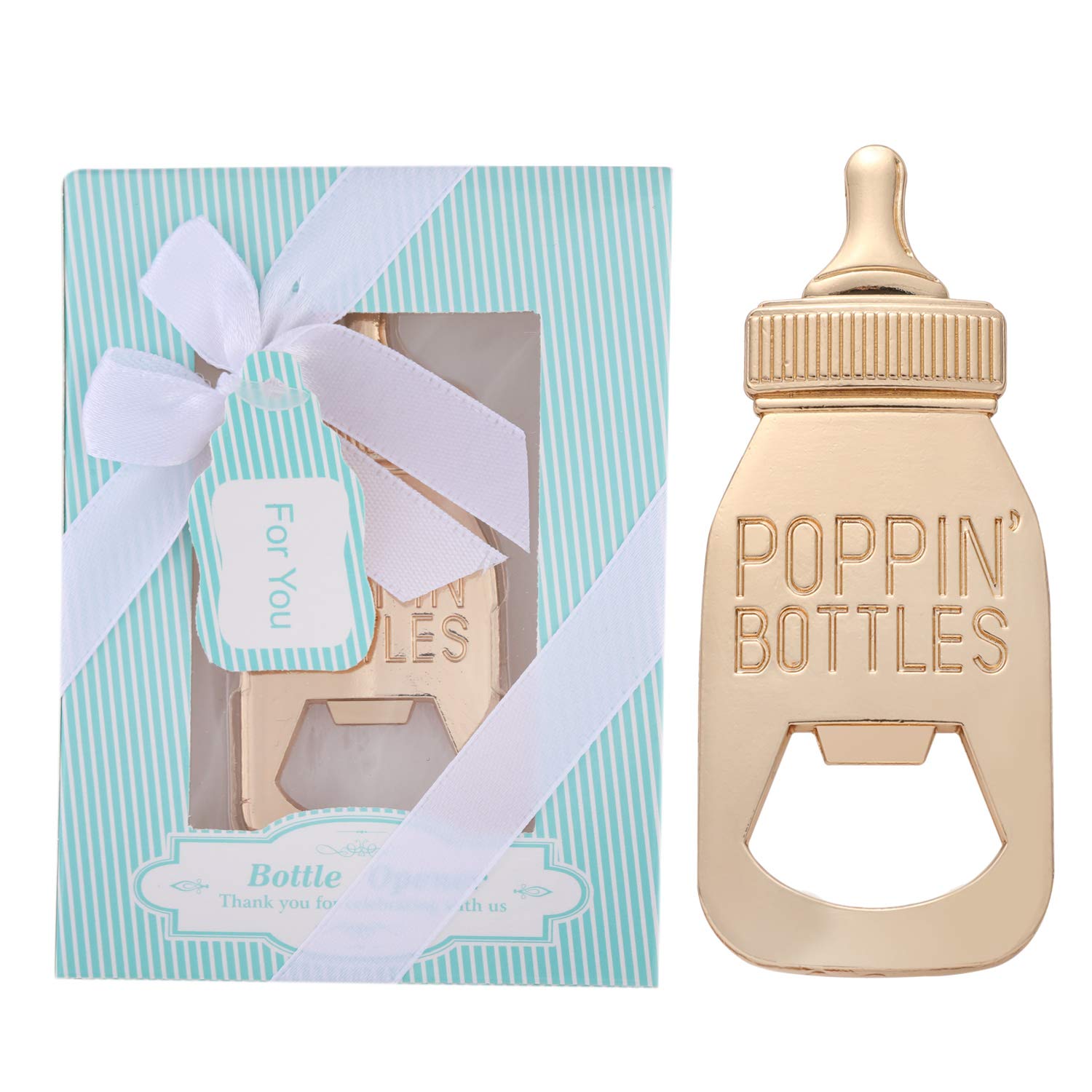 24Pcs Poppin Bottle Bottle Opener Baby Shower Favors Gift For Boy With Exquisite Packaging Box,Baby Shower Souvenirs For Guests