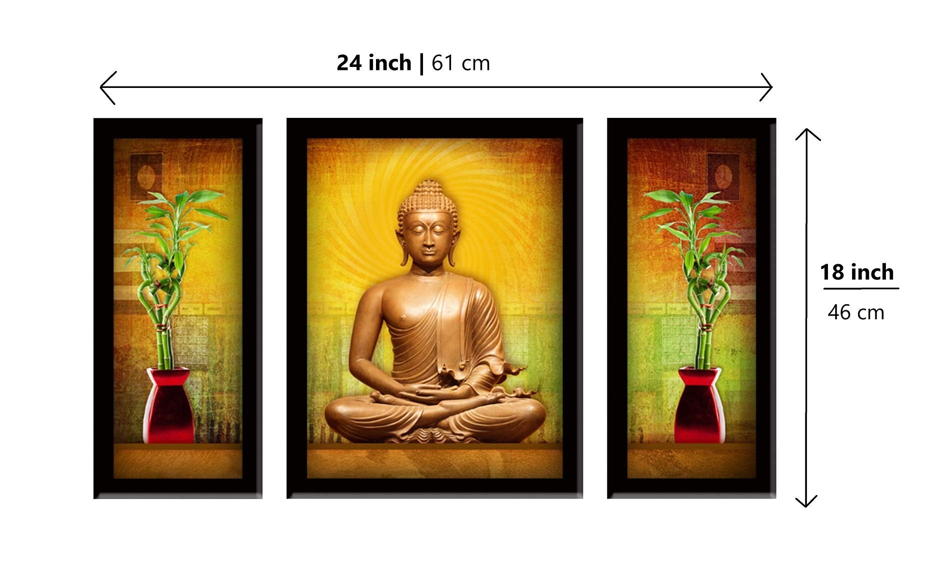 Lifehaxtore Buddha Modern Art Framed Painting |Uv Textured | Ready To Hang | Absolute Best In Class - (Wood, 24 Inch X 18 Inch)