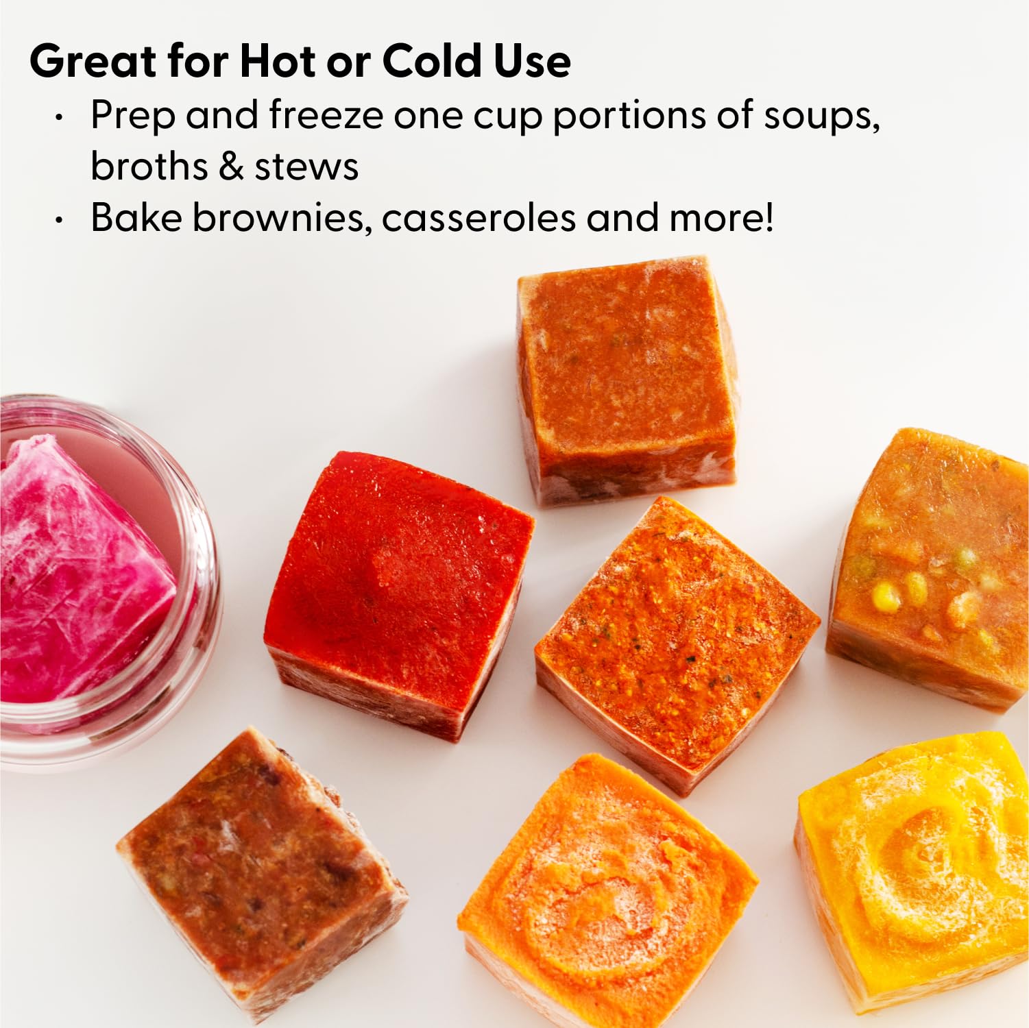 W&P Cup Cubes Silicone Freezer Tray With Lid, Charcoal, Makes 6 Perfect 1-Cup Portions, Freeze & Store Soup, Broth, Sauce, Lefto
