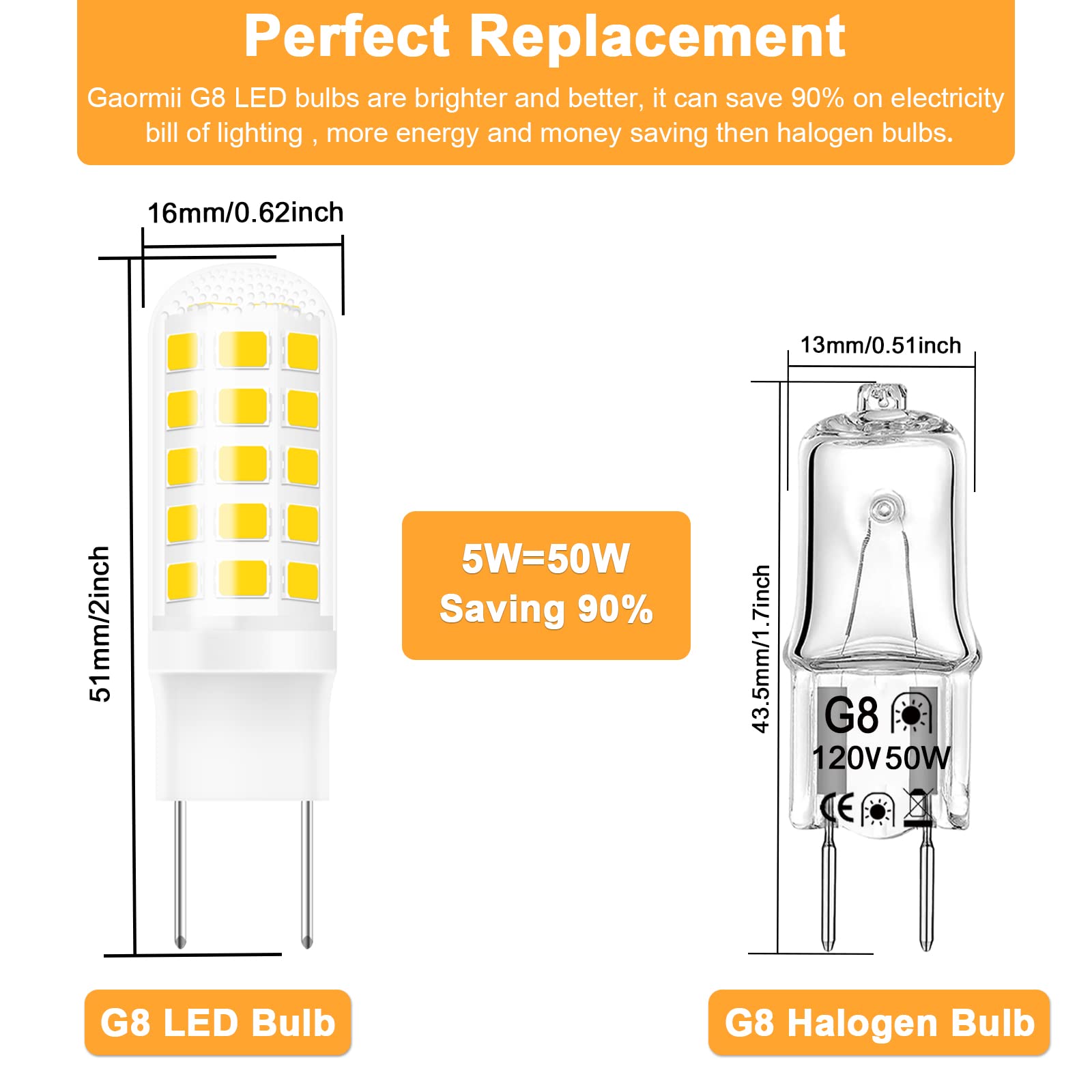 G8 Led Bulb Dimmable For Ge Microwave Oven, 120V 50W Kitchen Over Stove Light/Surface Light Bulb For Ge Over The Range Microwave