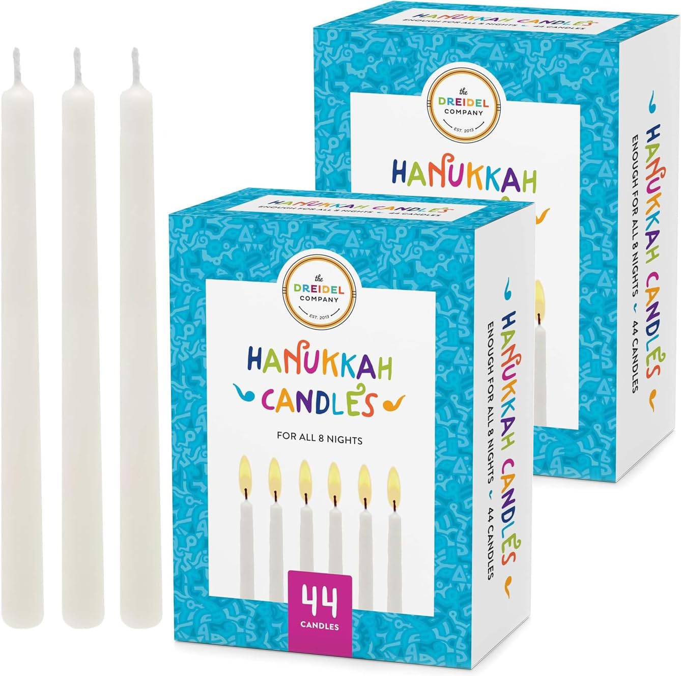 Menorah Candles Chanukah Candles 44 White Hanukkah Candles for All 8 Nights of Chanukah (2-Pack)