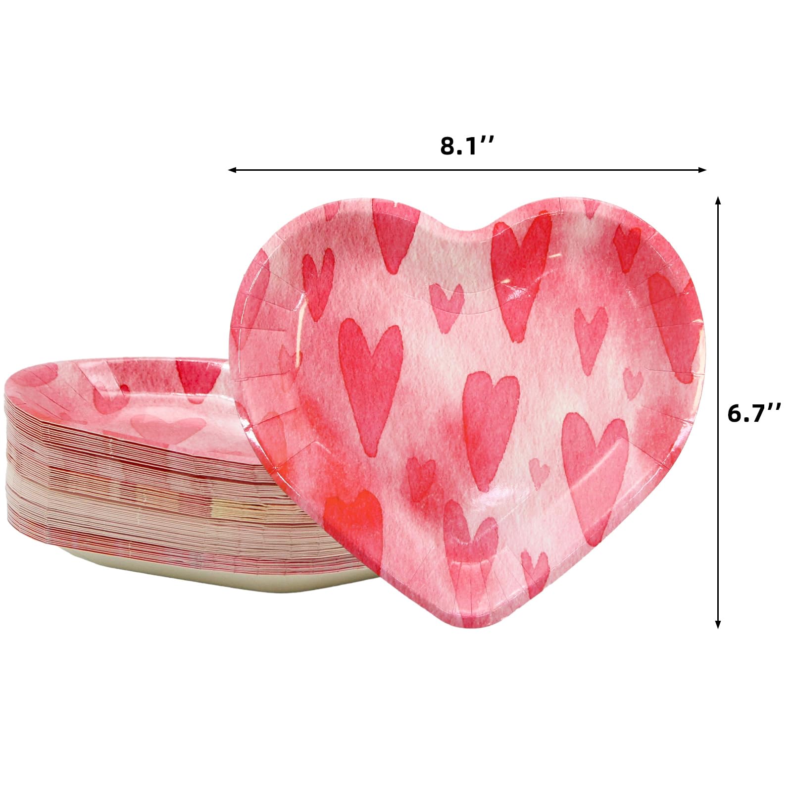 Ceiba Tree 60Pcs Heart Shaped Plates Valentines Day Paper Plates Disposable Dinner Happy Valentine'S Day Party Supplies