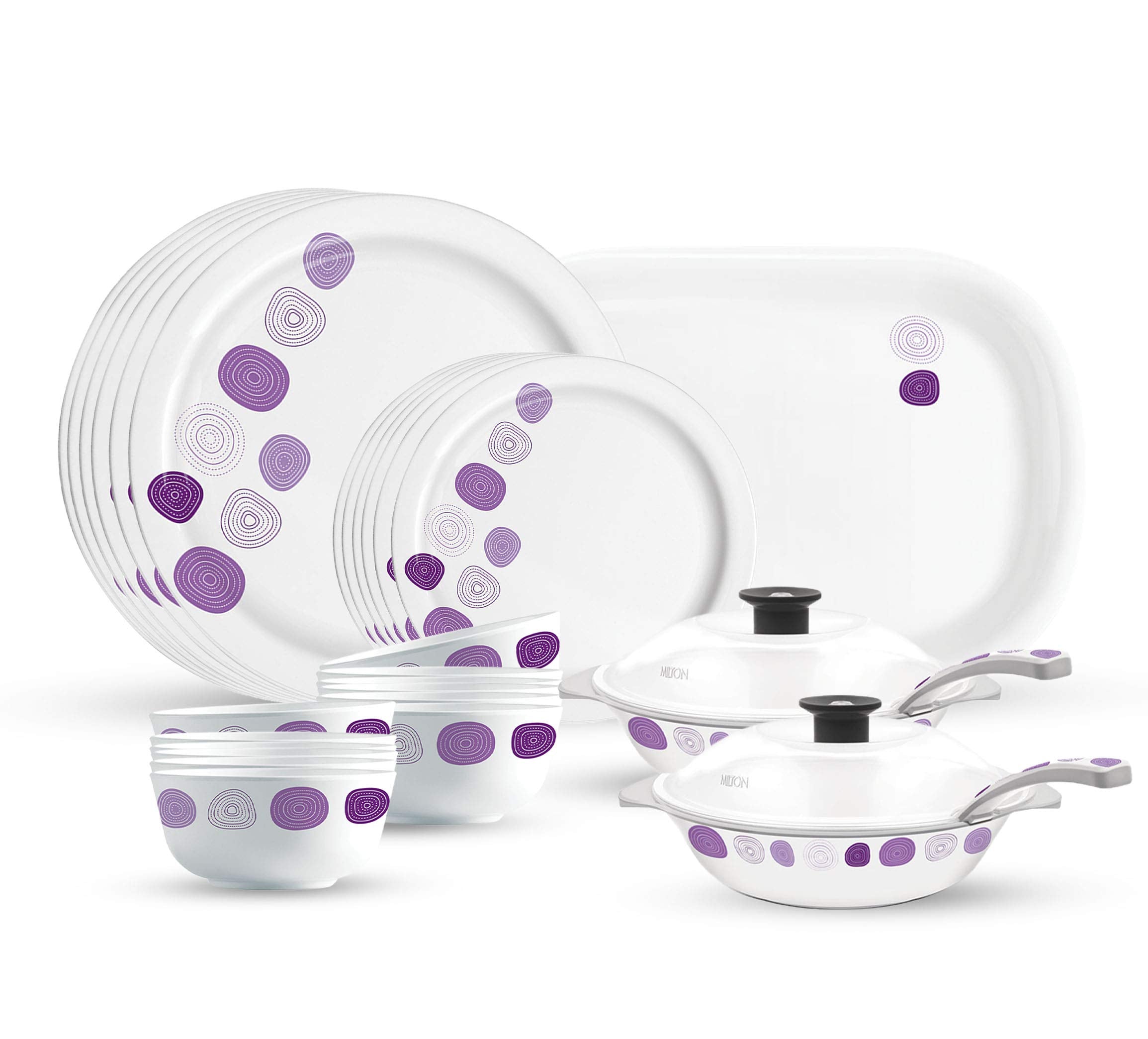 Milton Lissome Round Melamine Dinner Set Of 31 Pcs, Marlin, Purple