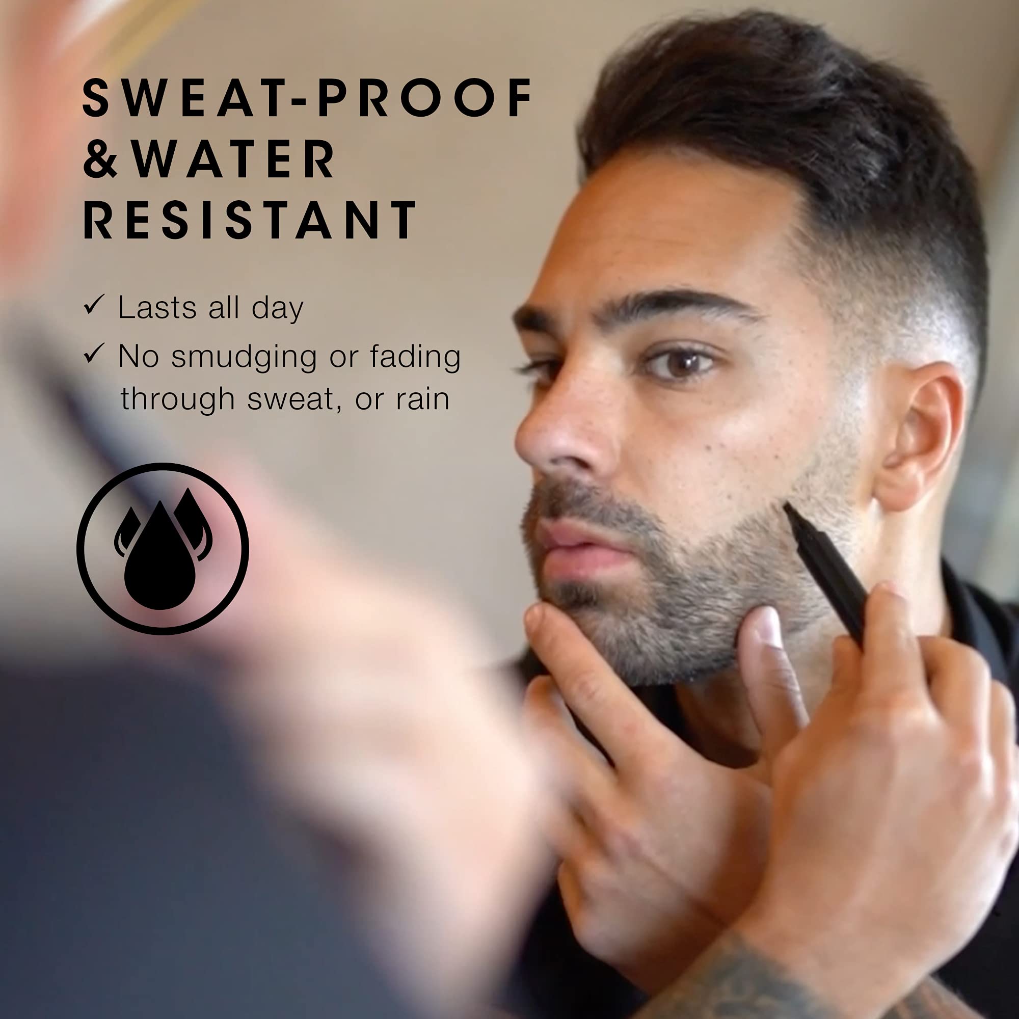 Pacinos Beard Pencil Filler - Water Proof, Long Lasting Coverage  Natural Finish - Beard, Moustache  Eyebrows - Micro-Fork Tip F