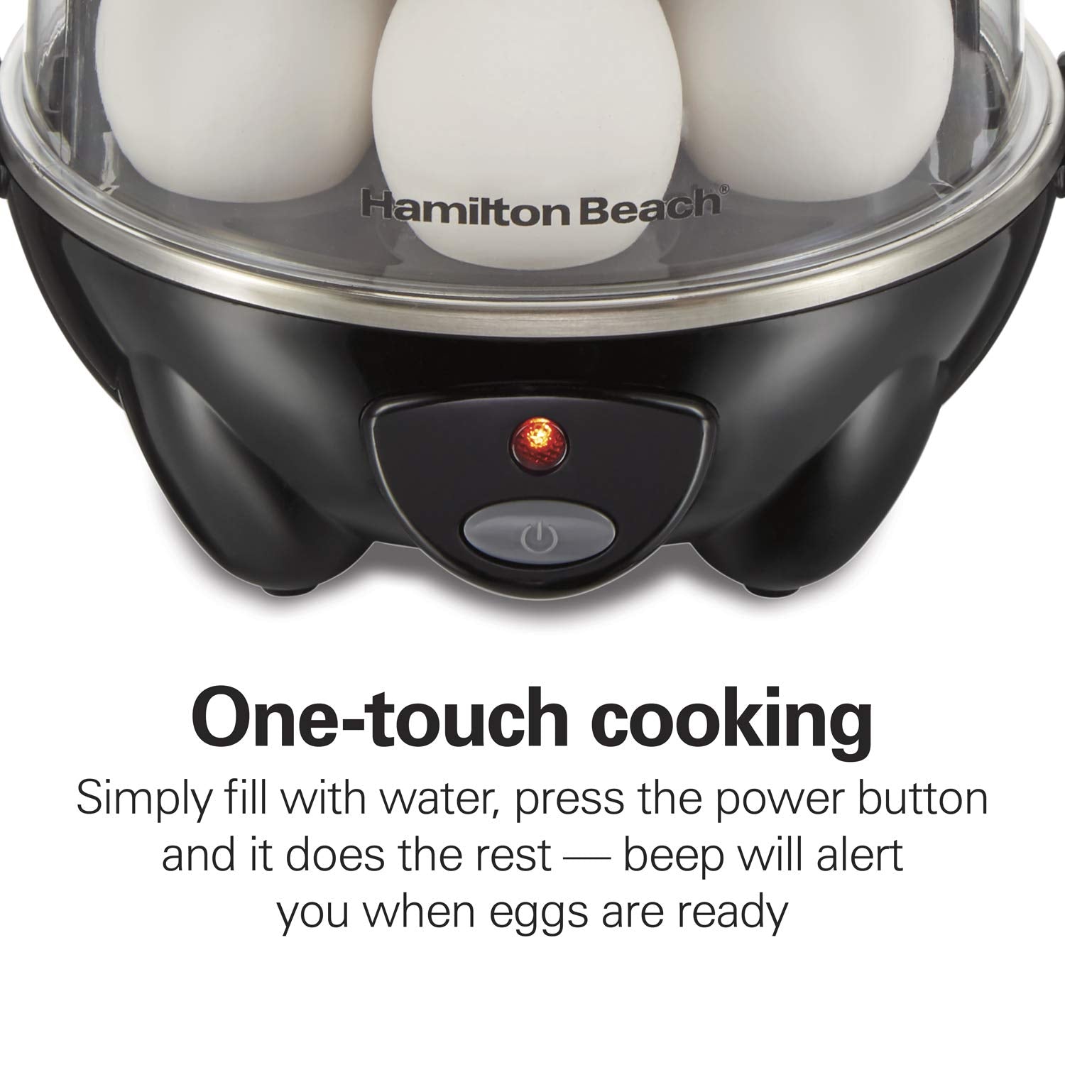 Hamilton Beach 3-in-1 Electric Egg Cooker, Hard Boiled, Poacher, Omelet Maker, Holds 14, Black, Model 25508