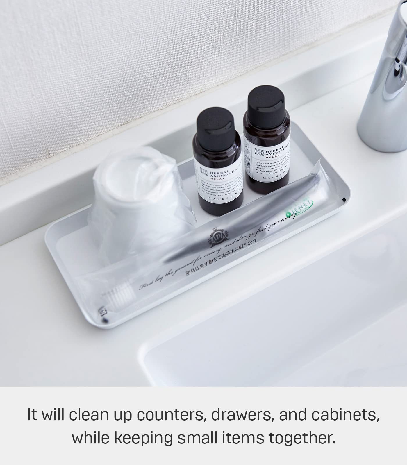 Yamazaki Home Tower Amenity Tray L White, Flat