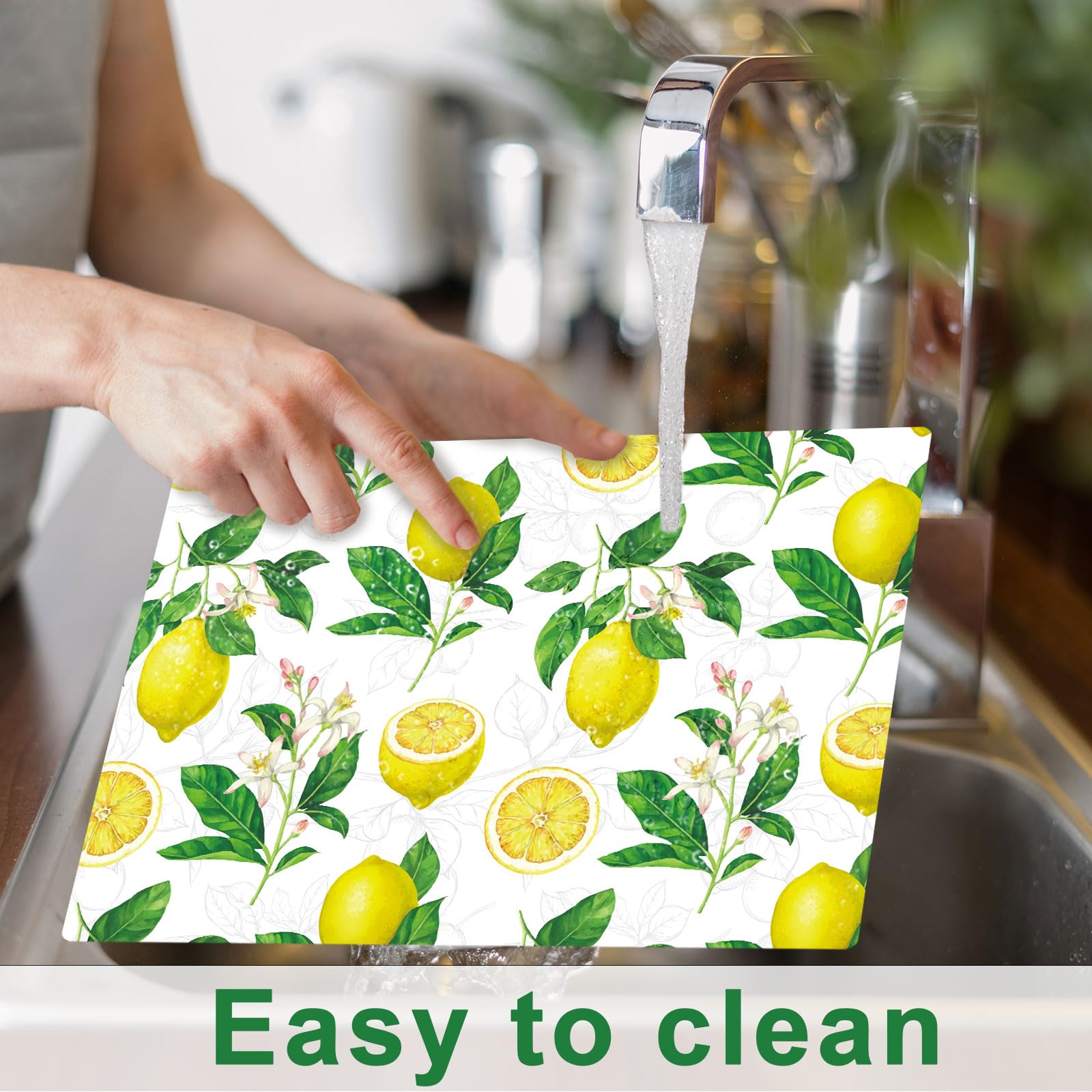 Lemon Placemats Set Of 6 Summer Plastic Table Mats Yellow Lemonade Theme Place Mats Washable Vinyl Rustic Holiday Table Decorati