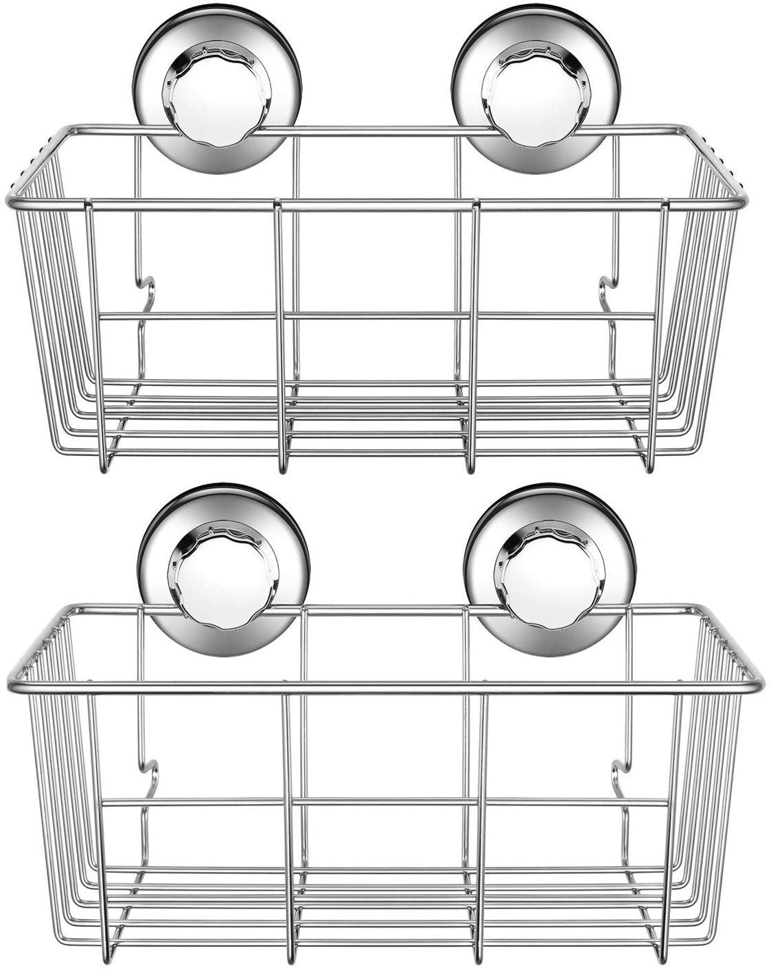 Sanno Suction Cup Shower Caddy Basket For Shampoo Combo Organizer Basket Stainless Steel Holder For Bathroom Storage