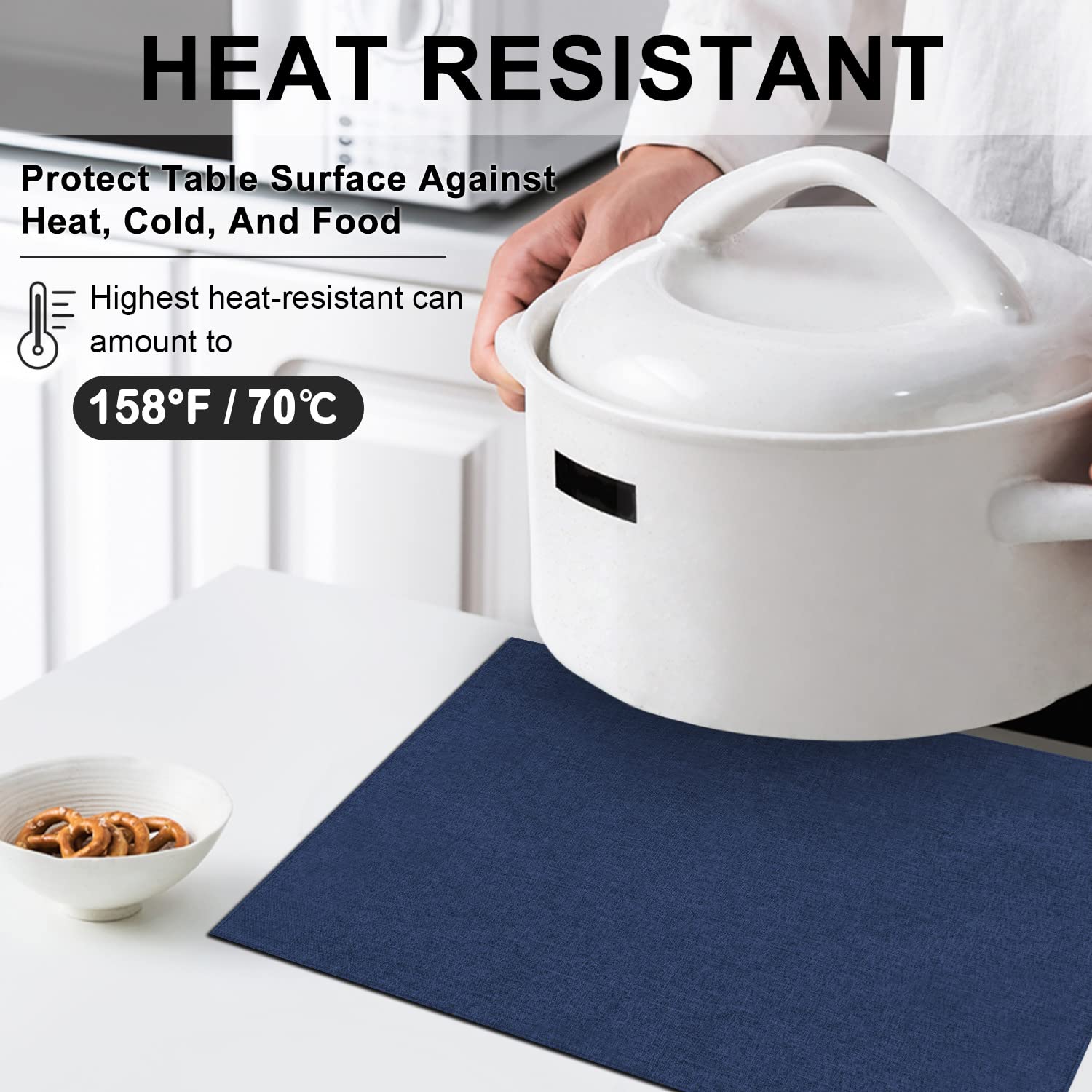 Landview Cloth Placemats Set Of 6, Cotton Linen Blend Machine Washable Durable Linen Table Mats, Heat Resistant Placemats Wrinkl