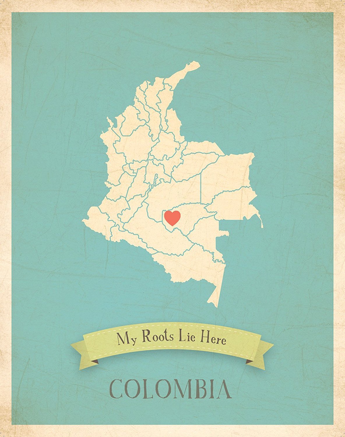 Children Inspire Design Kid 'S Wall Map, My Roots Colombia Personalized Wall Map 08X10 Inch Print, Kid 'S Colombia Map Wall Art,