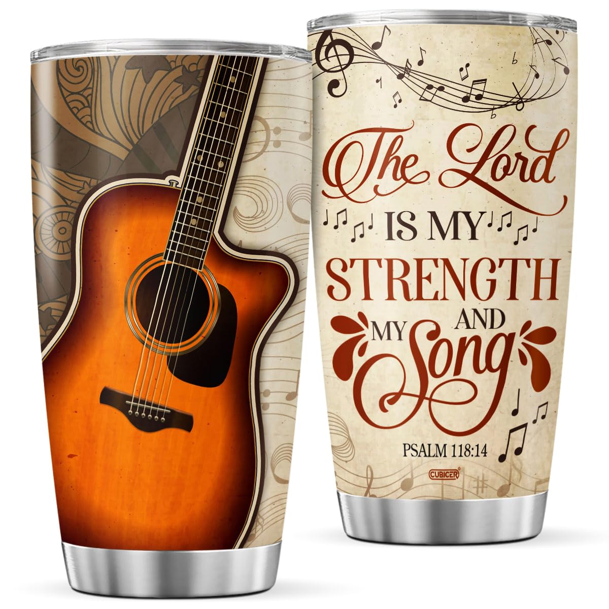 CUBICER Guitar Coffee Tumbler Christian Travel Mug With Lid Birthday Gifts For Men Teacher Friends Teen Boys Adults Music Lovers
