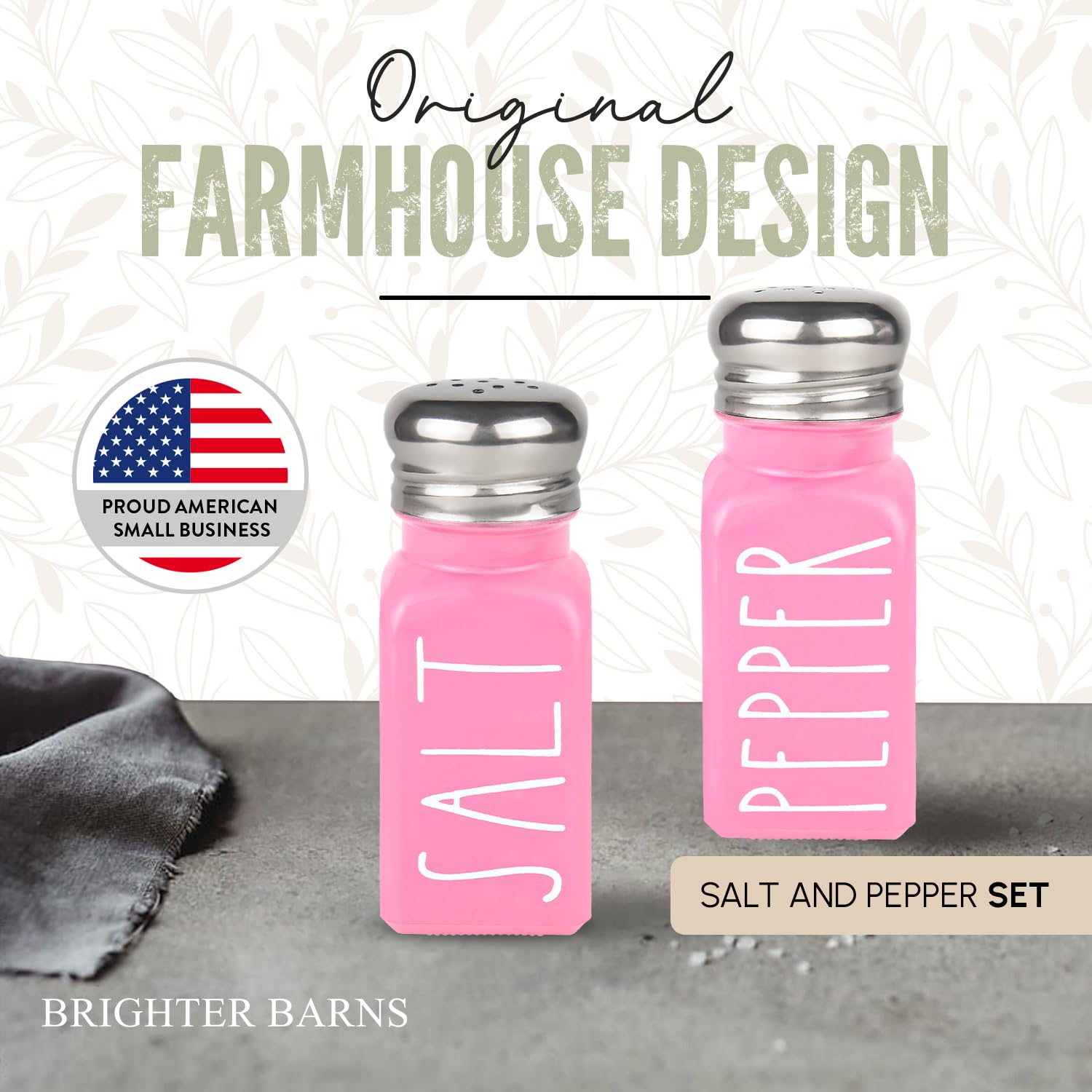 Pink Salt And Pepper Shakers Set By Brighter Barns - Pink Kitchen Accessories - Cute Glass Shakers - Pink Kitchen Decor - Pink D